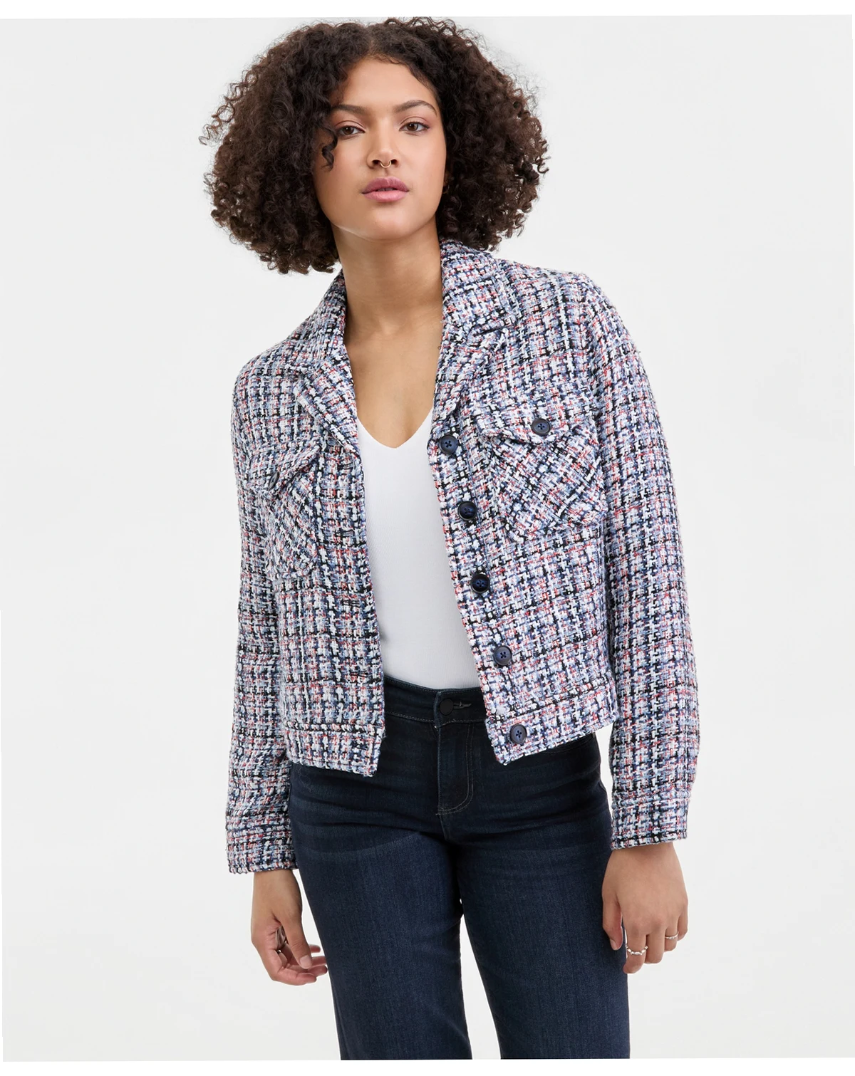 Women's Button-Front Bouclé Jacket