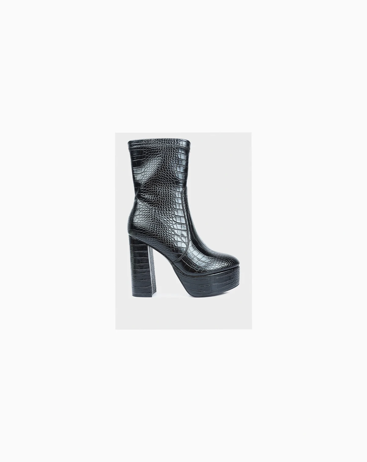 Womens Feral High Heeled Croc Pattern Ankle Boot