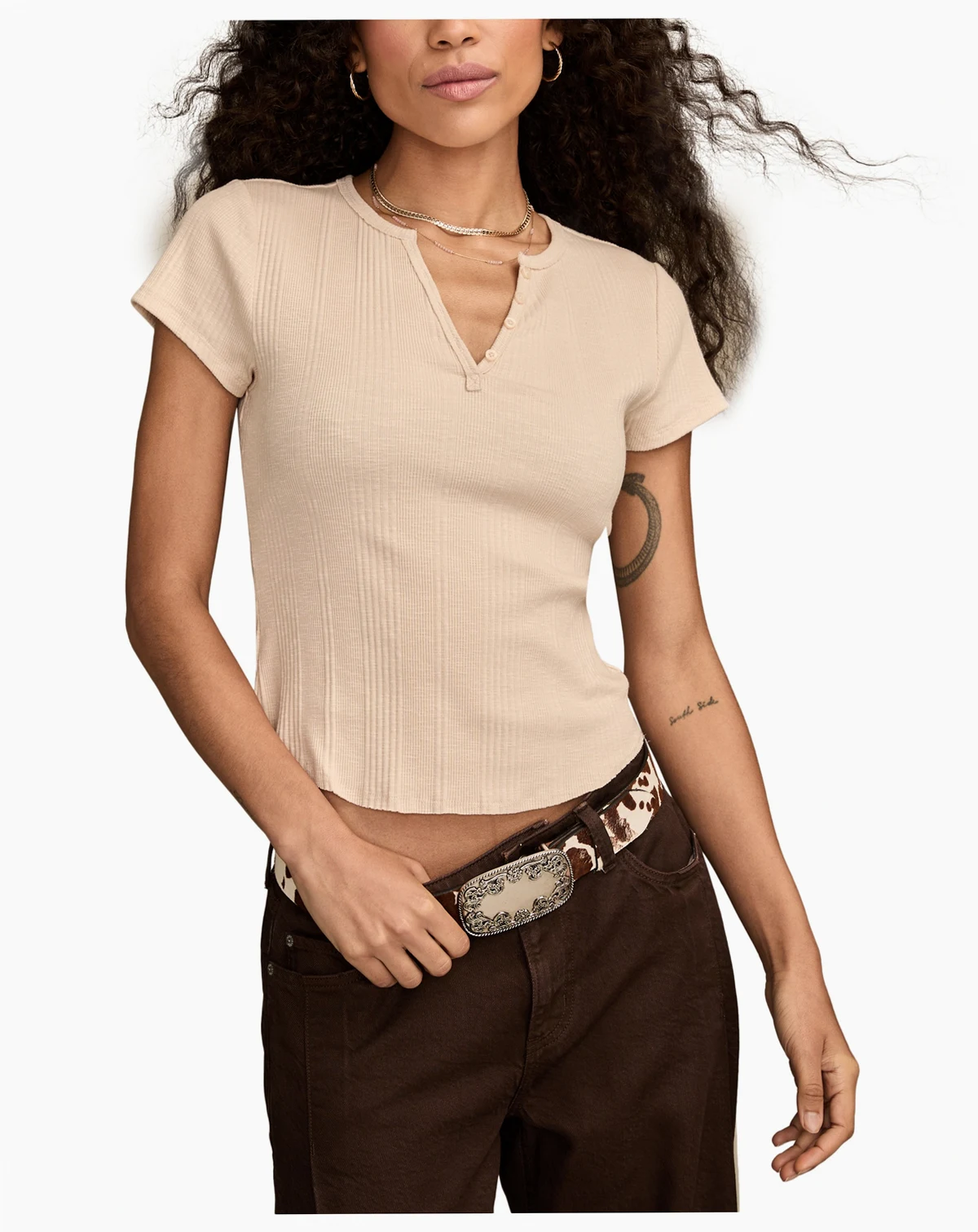 Women's Short Sleeve Henley Neck Top