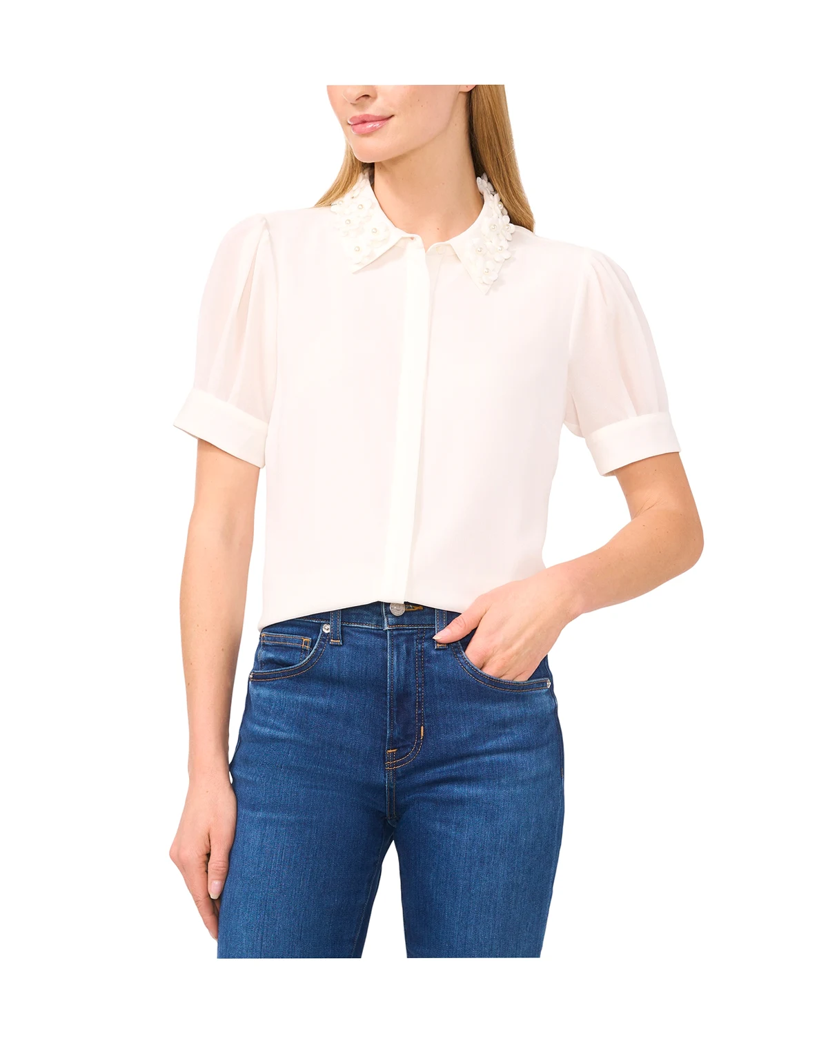 Women's Embellished Puff-Sleeve Shirt