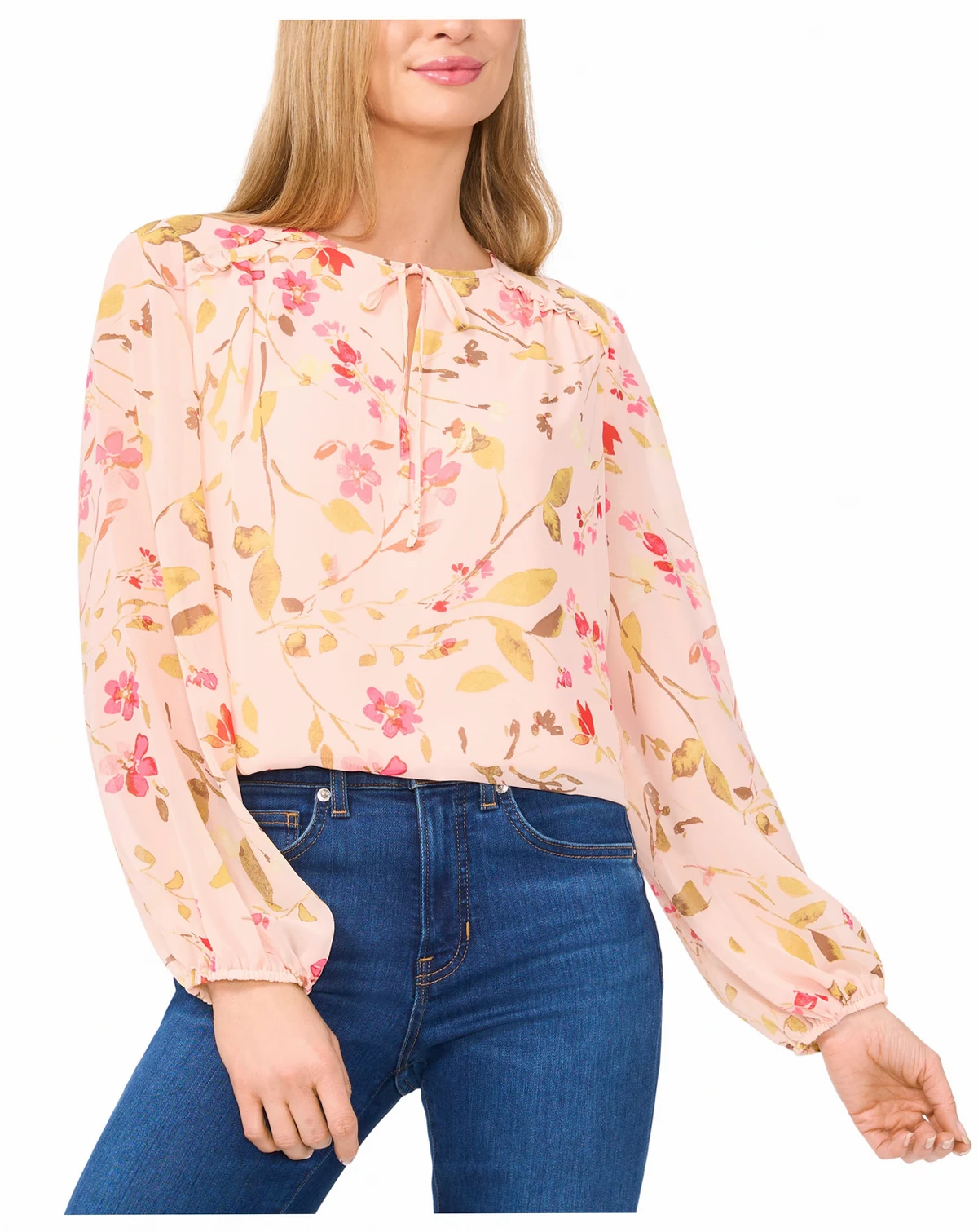 Women's Tie-Neck Long-Sleeve Blouse