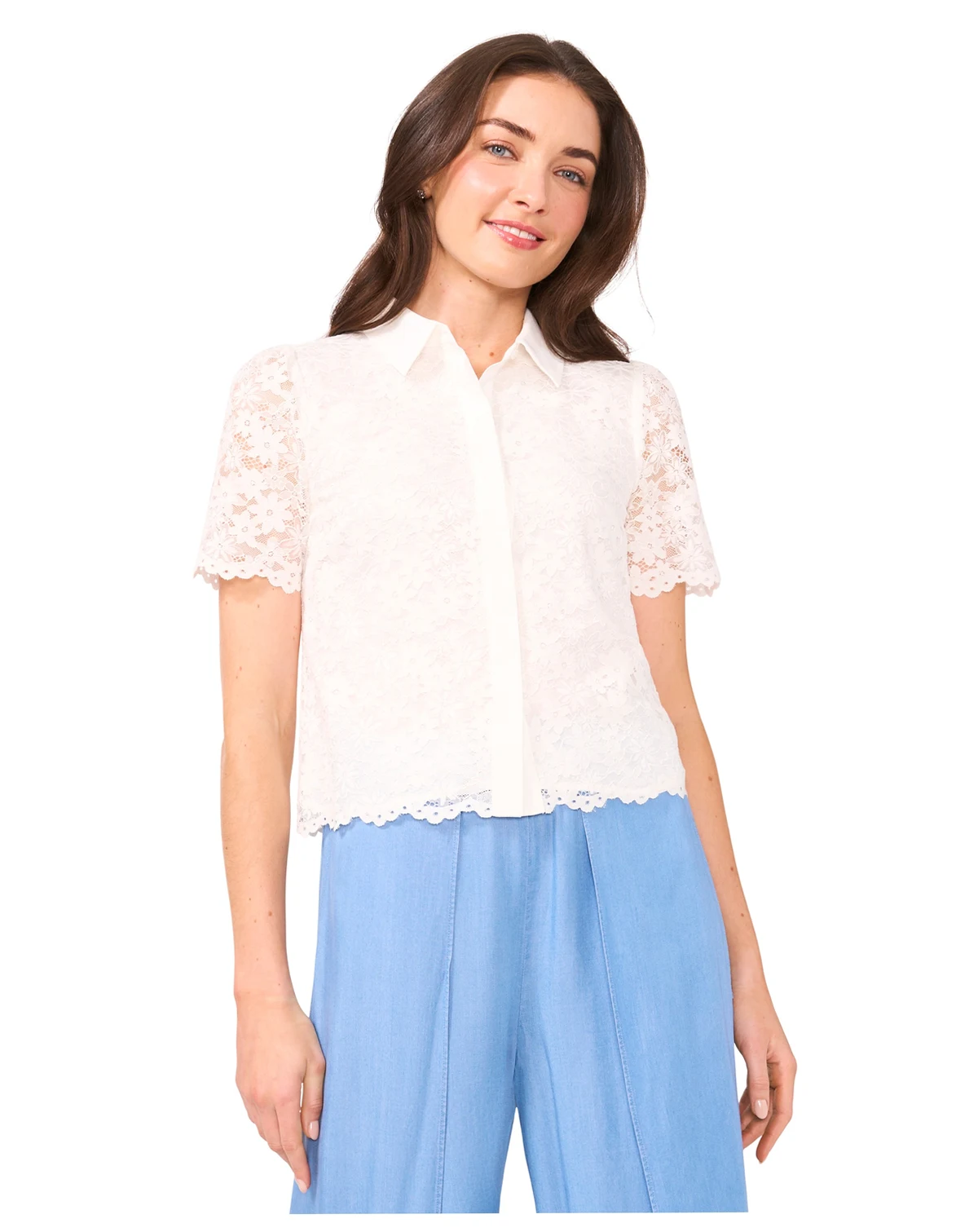 Women's Lace Short-Sleeve Shirt