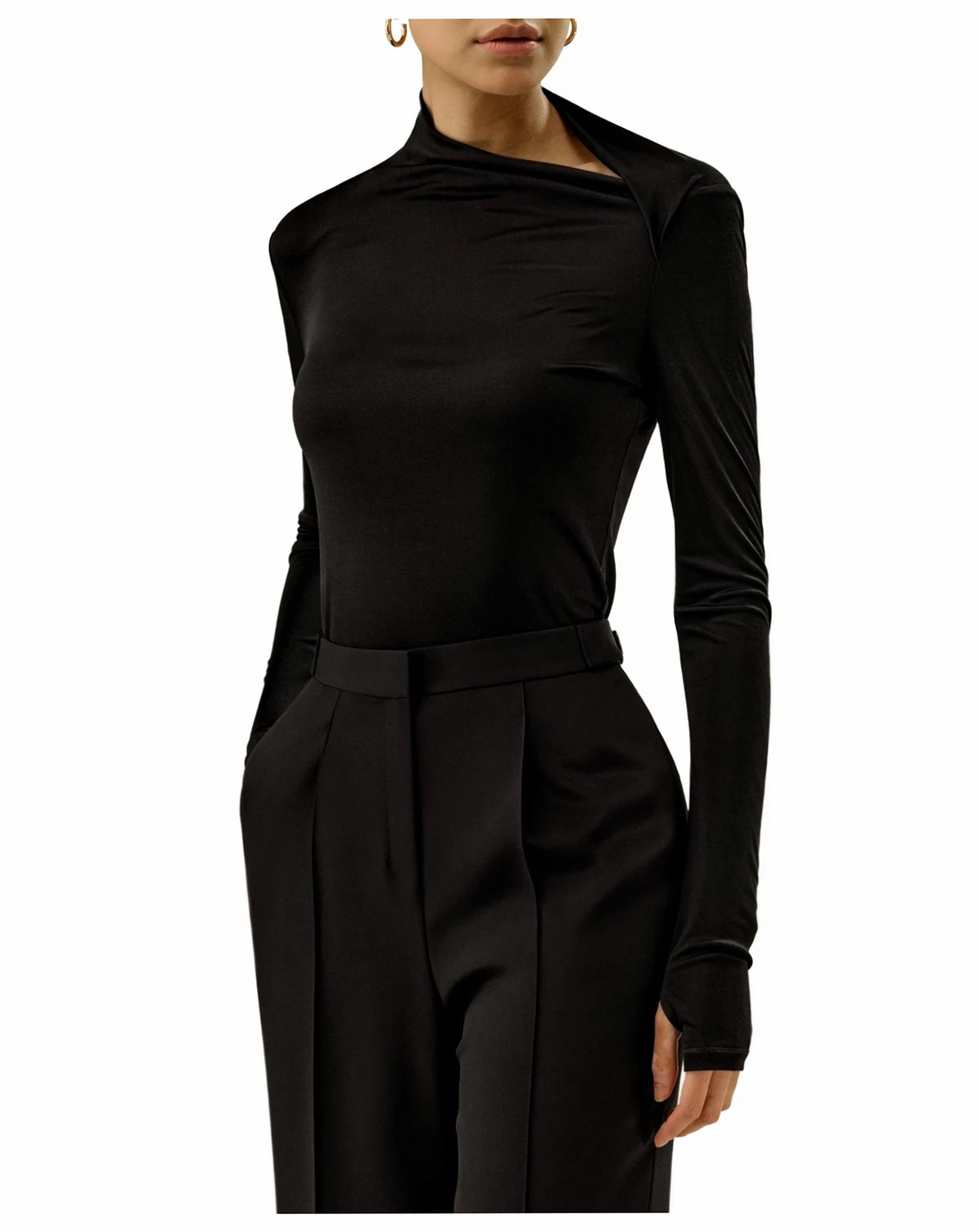 Women's Slim Fitted Silk Jersey Long Sleeve Top