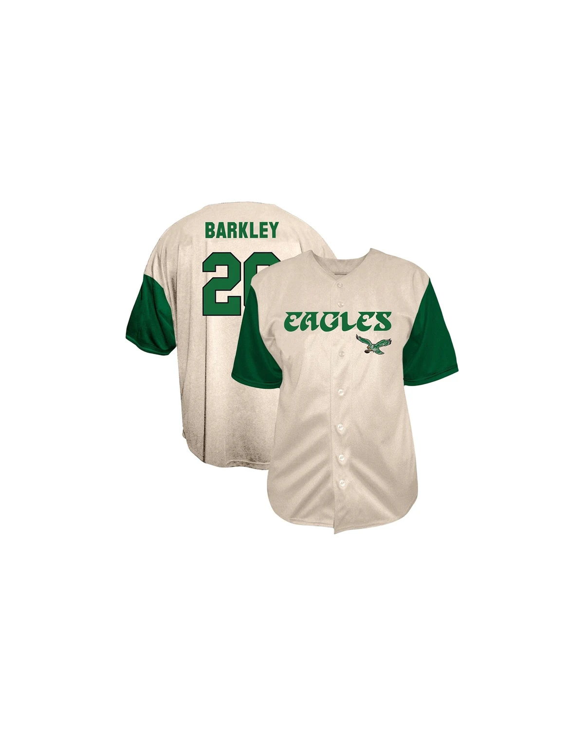 Men's Saquon Barkley Cream Philadelphia Eagles Big Tall Baseball Button-Up Shirt