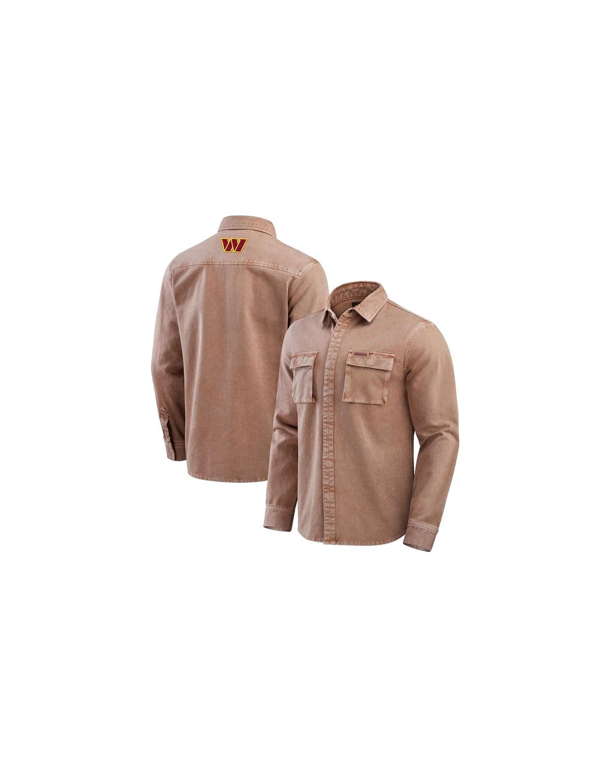 Men's Brown Washington Commanders Garment Dyed Long Sleeve Full Snap Shirt