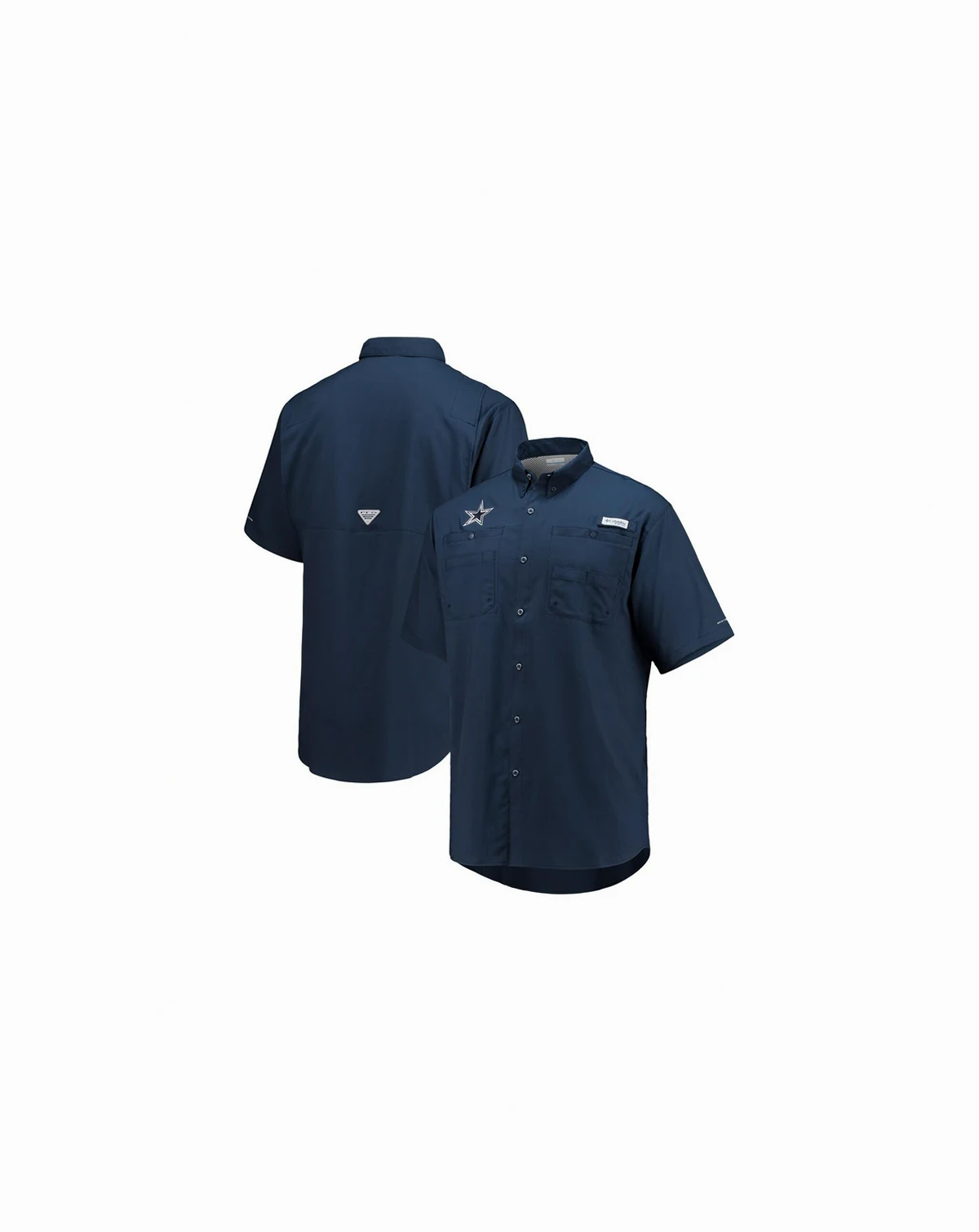 Men's Navy Dallas Cowboys Tamiami Omni-Shade Button-Down Short Sleeve Shirt