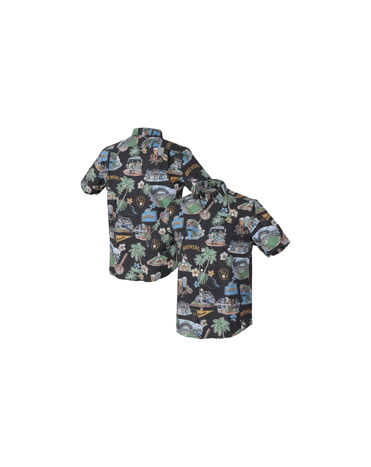 Men's Black Milwaukee Brewers Scenic Tri-Blend Button-Down Shirt