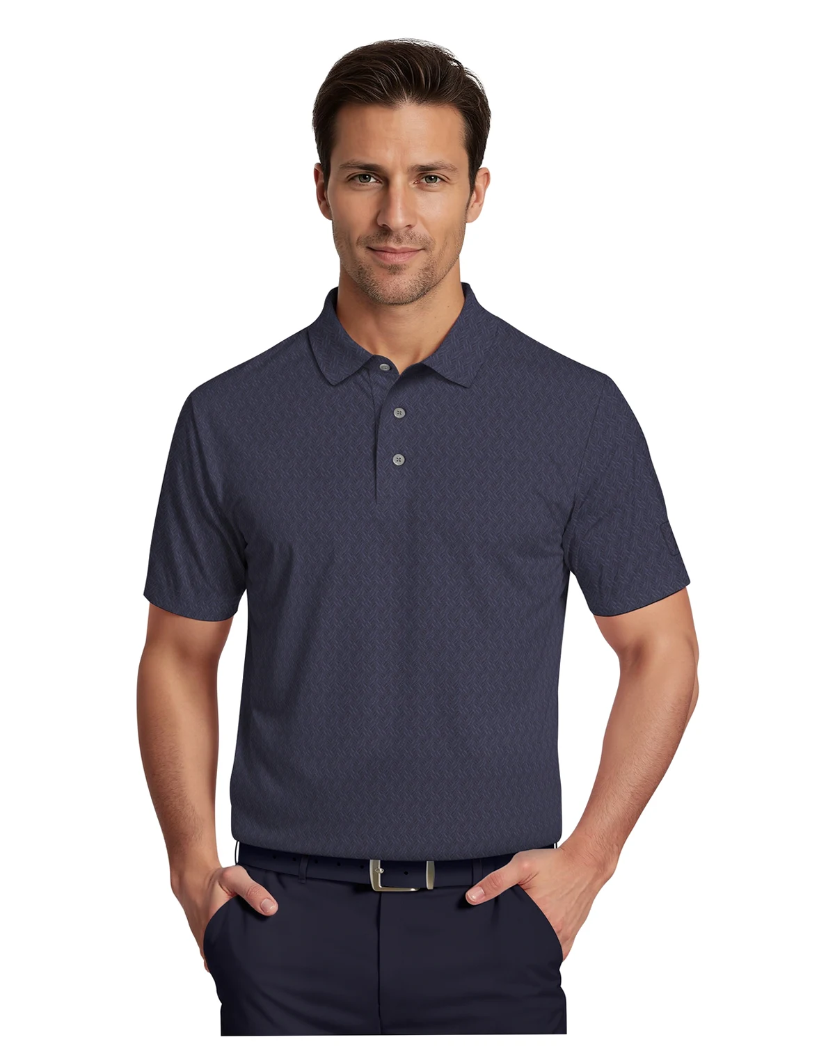 Men's All-Over Micro Jacquard Short-Sleeve Golf Polo Shirt