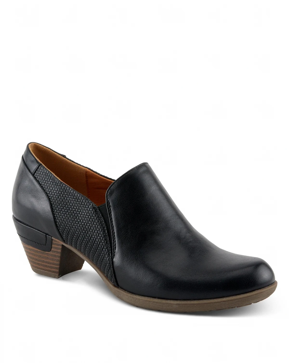 Women s JULANEAH Embossed Slip-On Shooties with Elastic Fit and Block Heel