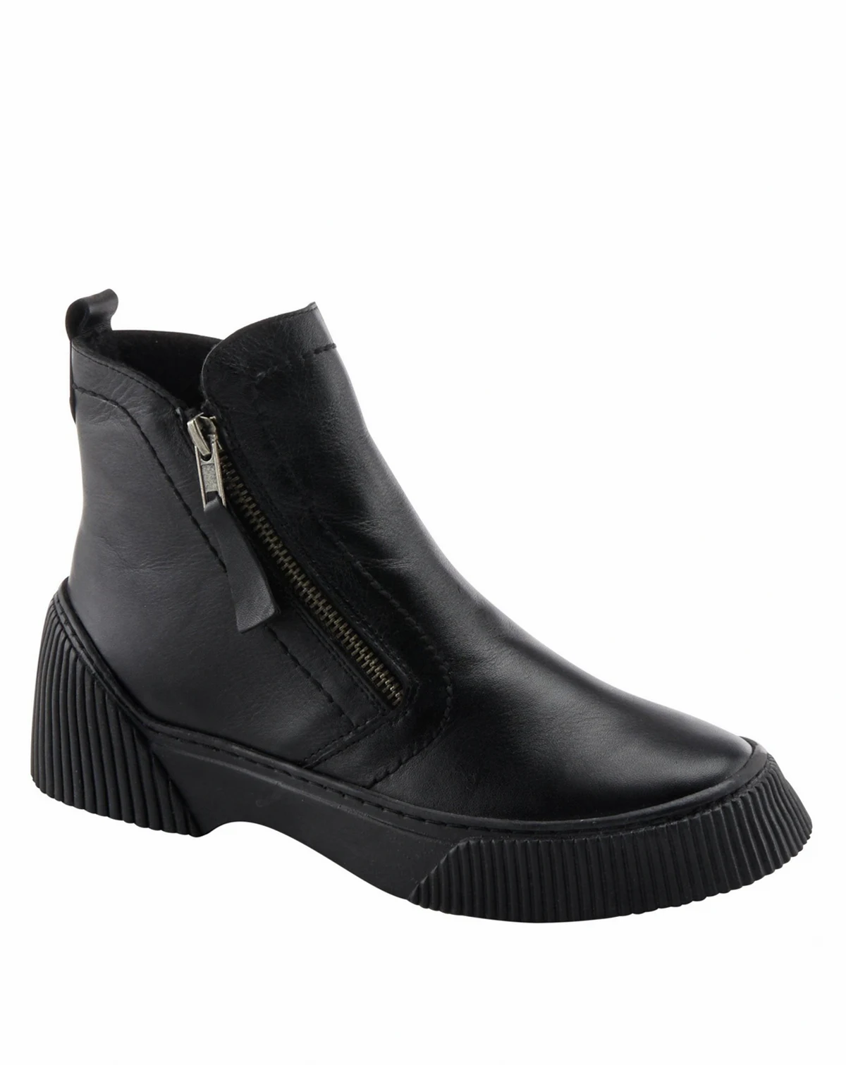 Kelko Leather Bootie with Decorative Zipper, Removable Insole, and Sporty Sole