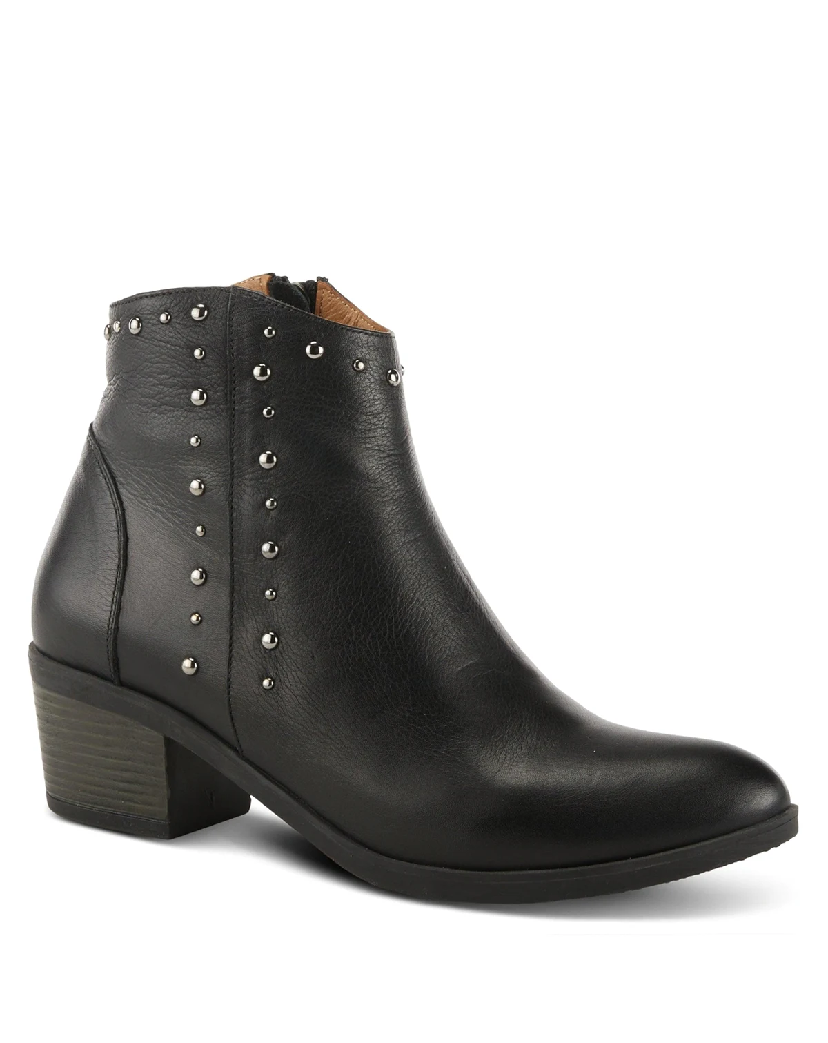 Wildwest Leather Western Bootie with Studded Detail and Inside Zipper
