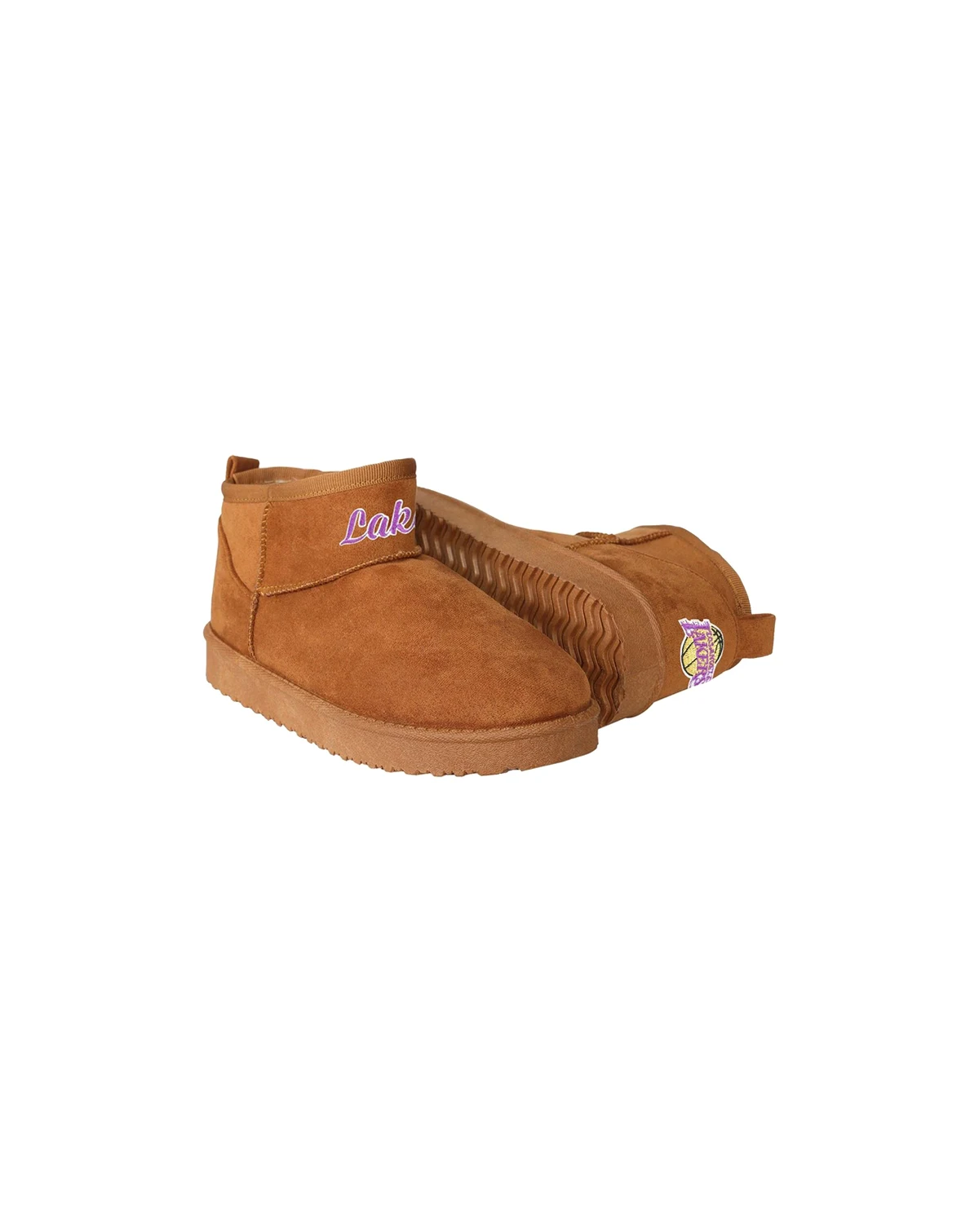 Women's Brown Los Angeles Lakers Team Logo Fuzzy Fan Boots