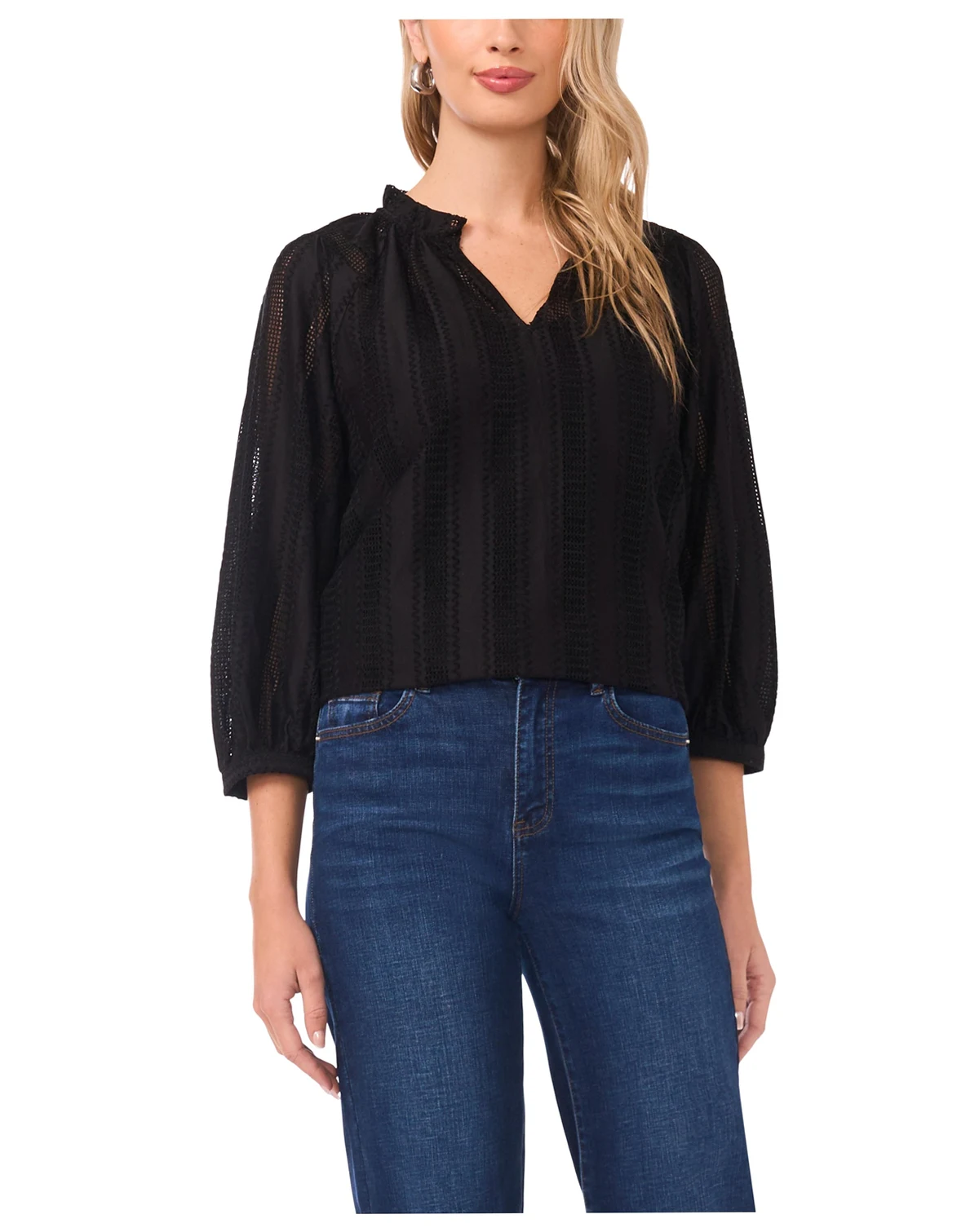 Women's Raglan Peasant Sleeve V-Neck Blouse