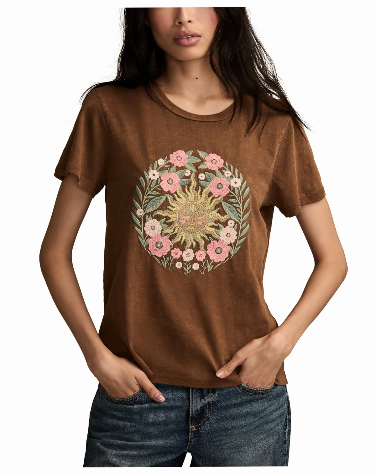 Women's Floral Sun Classic Crew Neck Top