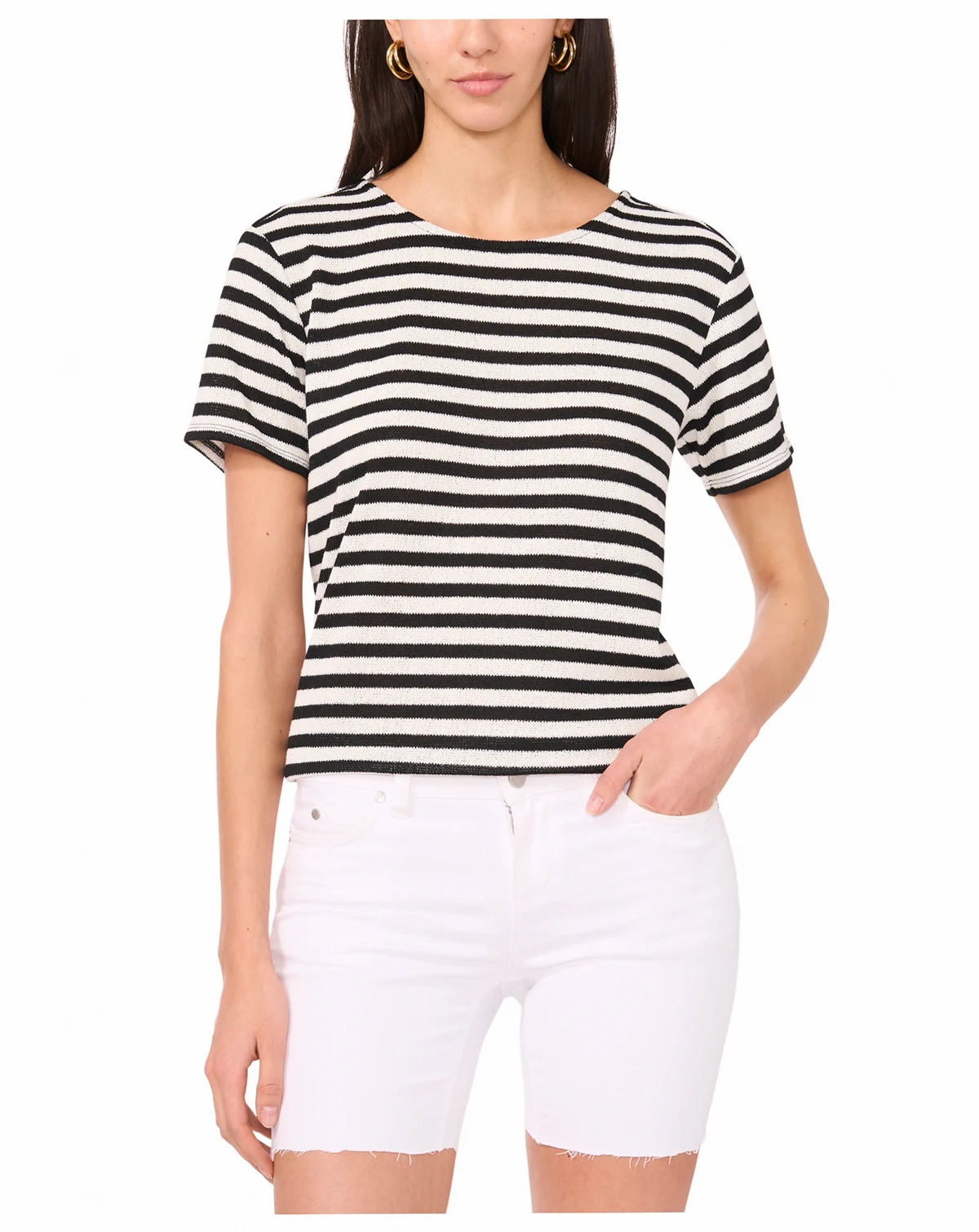 Women's Striped Crewneck Short-Sleeve Top
