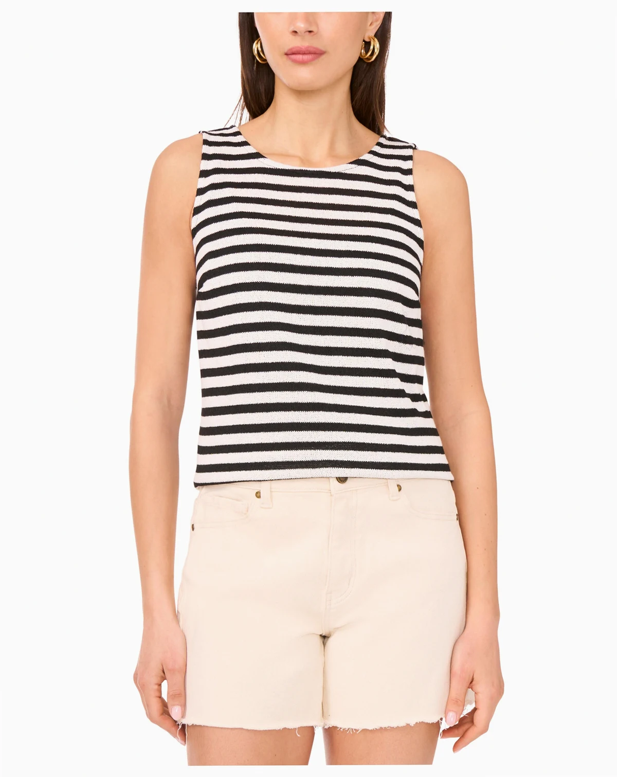 Women's Striped Crewneck Sleeveless Top