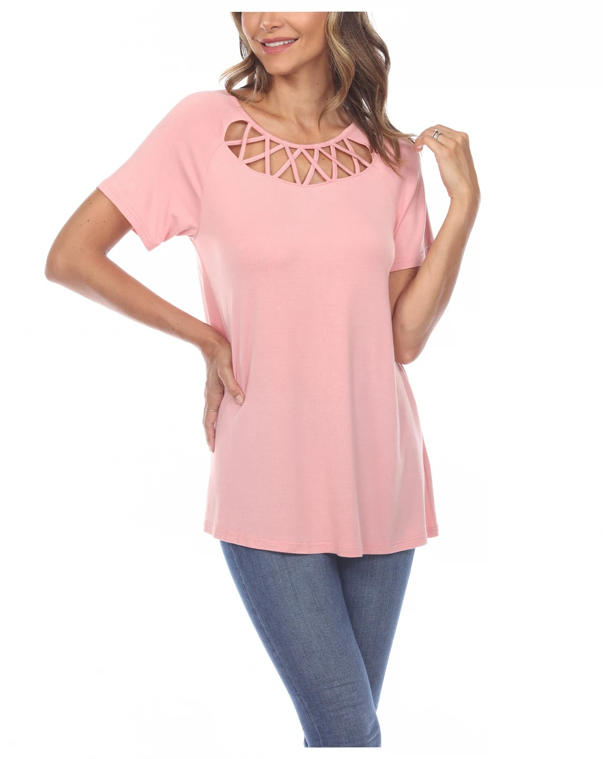 Women's Crisscross Cutout Short Sleeve Top