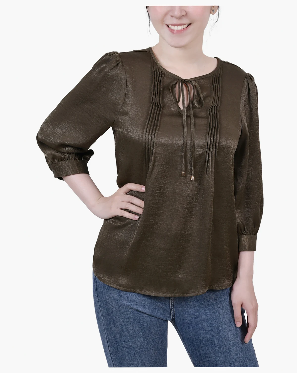 Women's Elbow Sleeve Satin Blouse