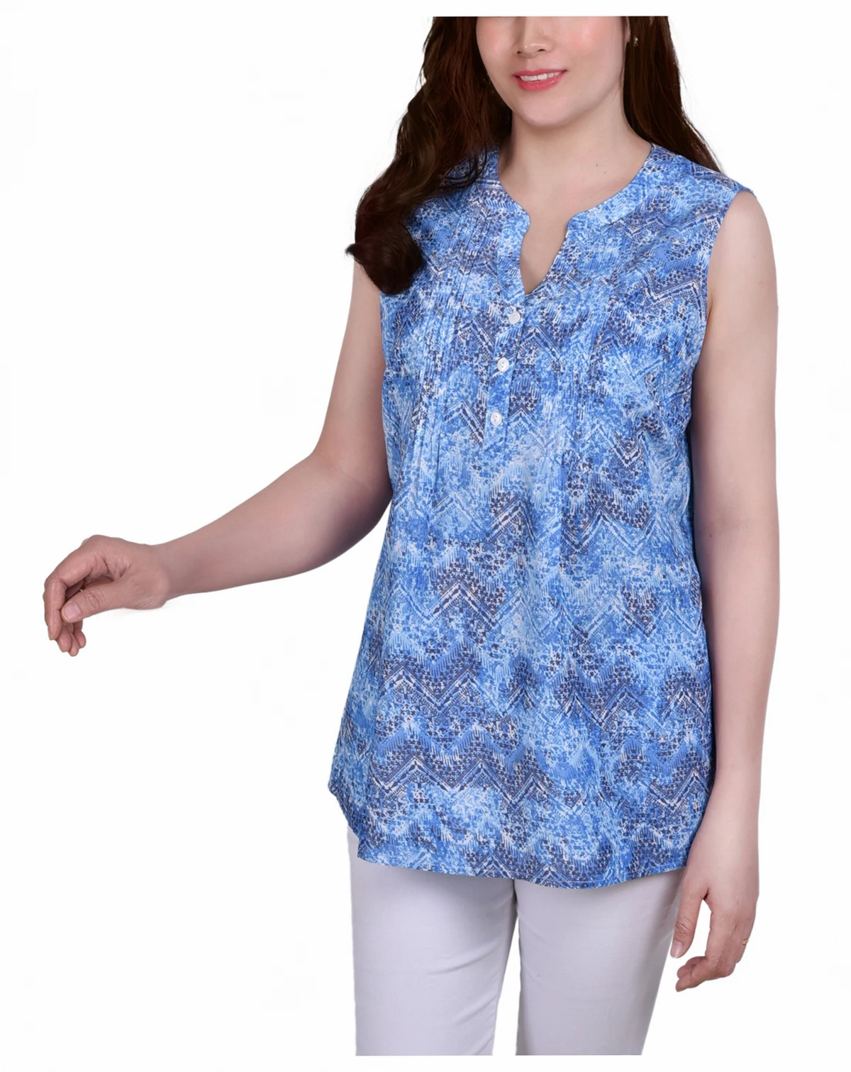Women's Sleeveless Pintucked Blouse