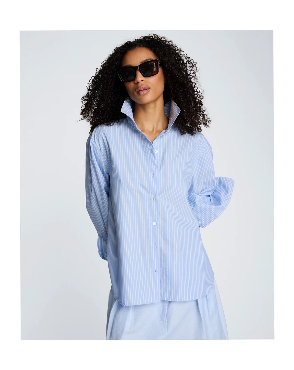 Women's Striped Woven Collared Top