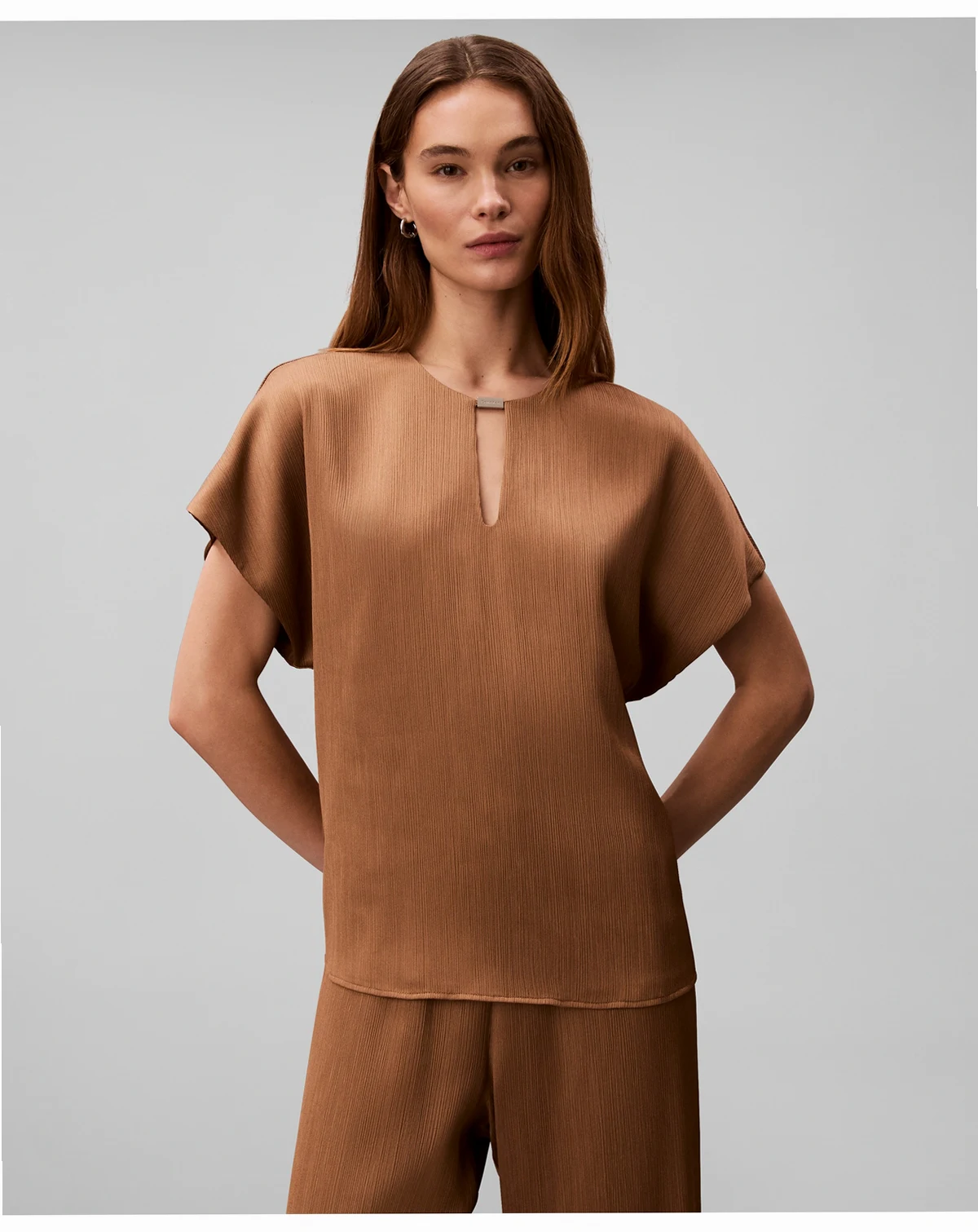 Women's Plisse Short-Sleeve Top