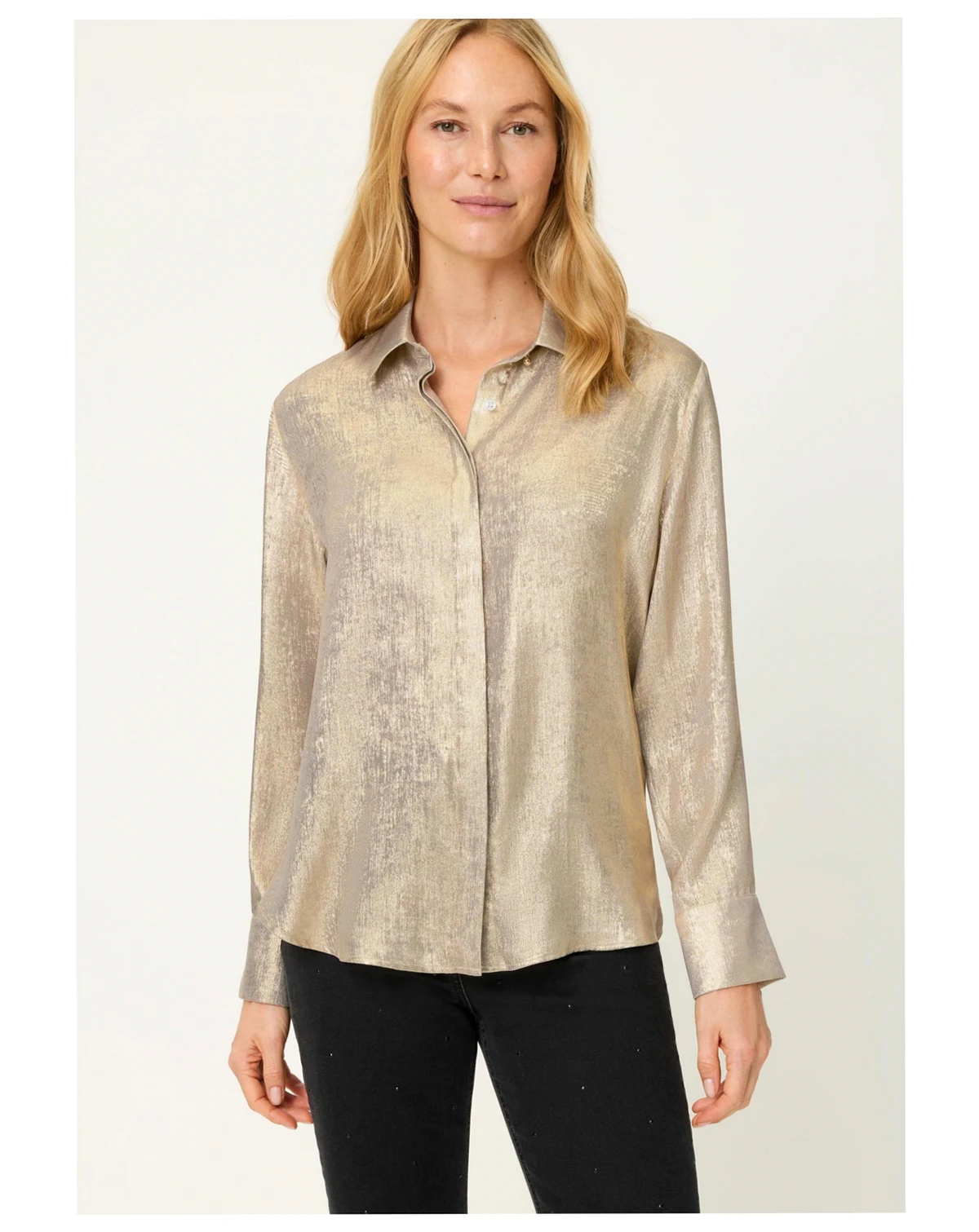 Women's Metallic Crinkle Shirt