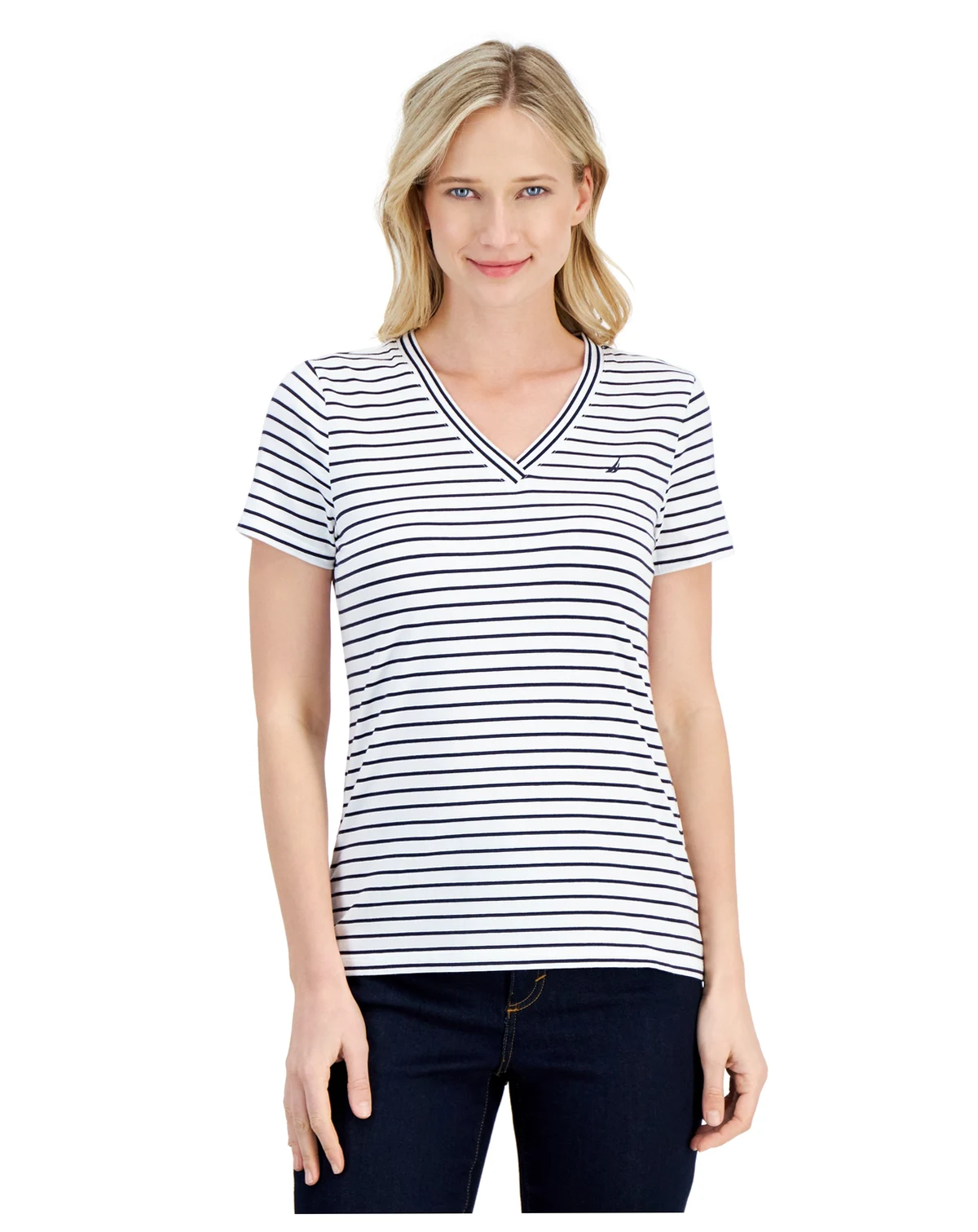 Jeans Women's Striped V-Neck Top