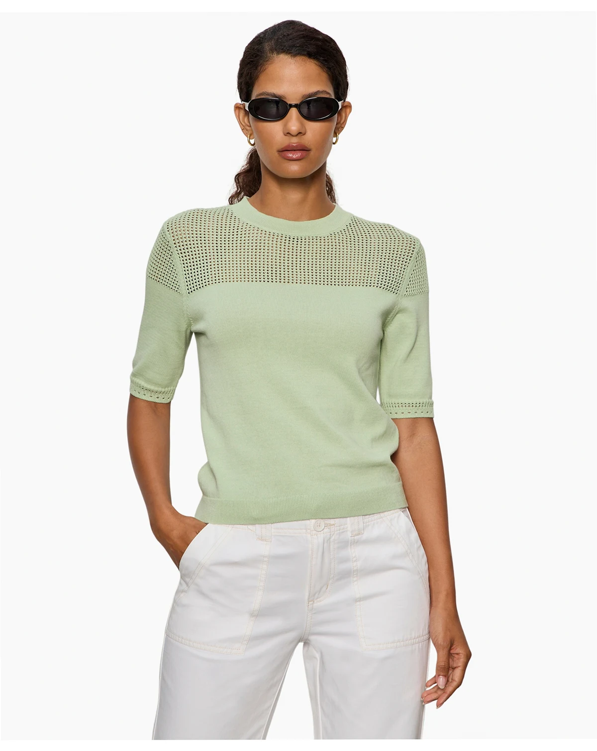 Women's Mix Stitch Crew Neck T-Shirt