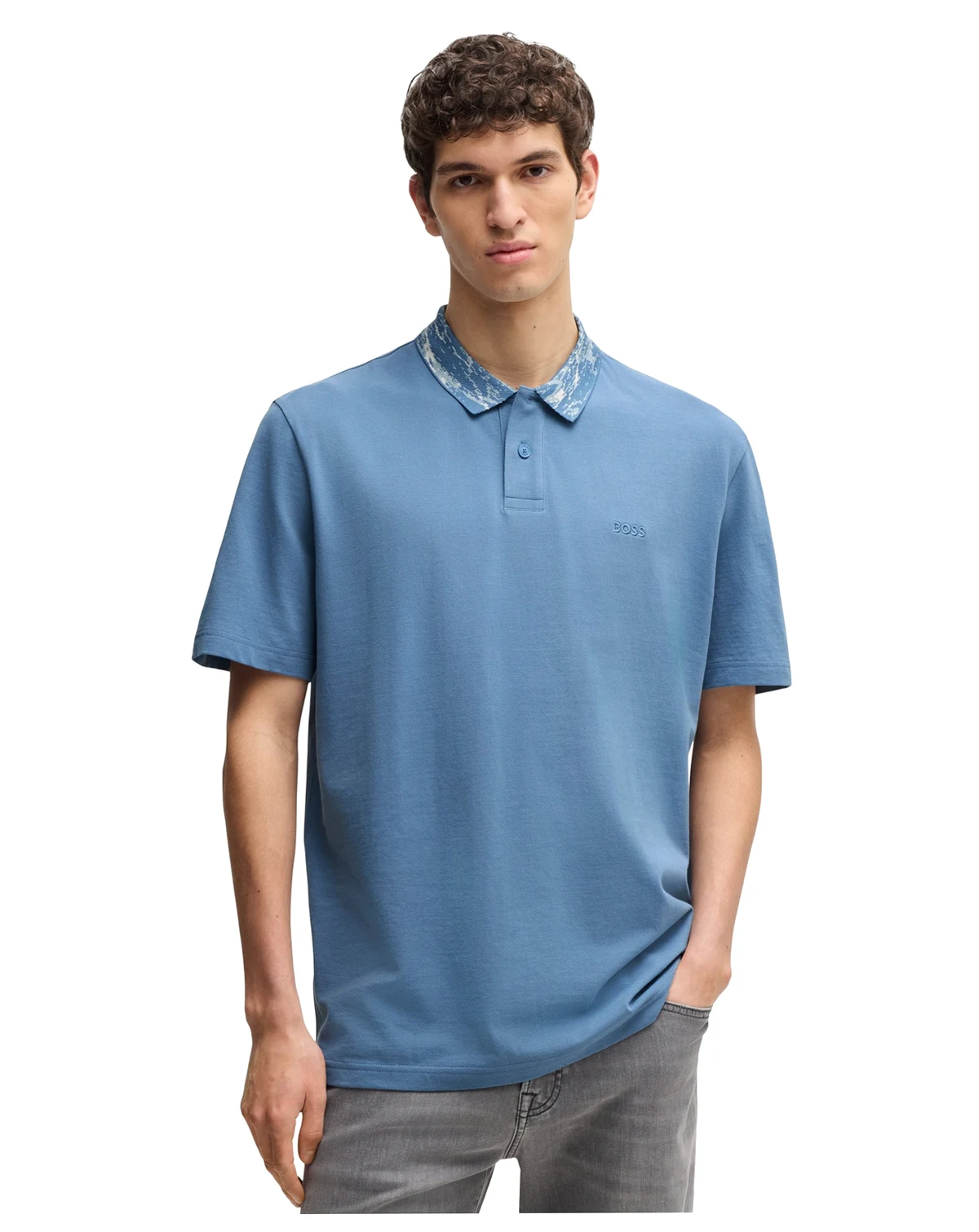 Men's Relaxed-Fit Cotton-Pique with Collar Artwork Polo Shirt