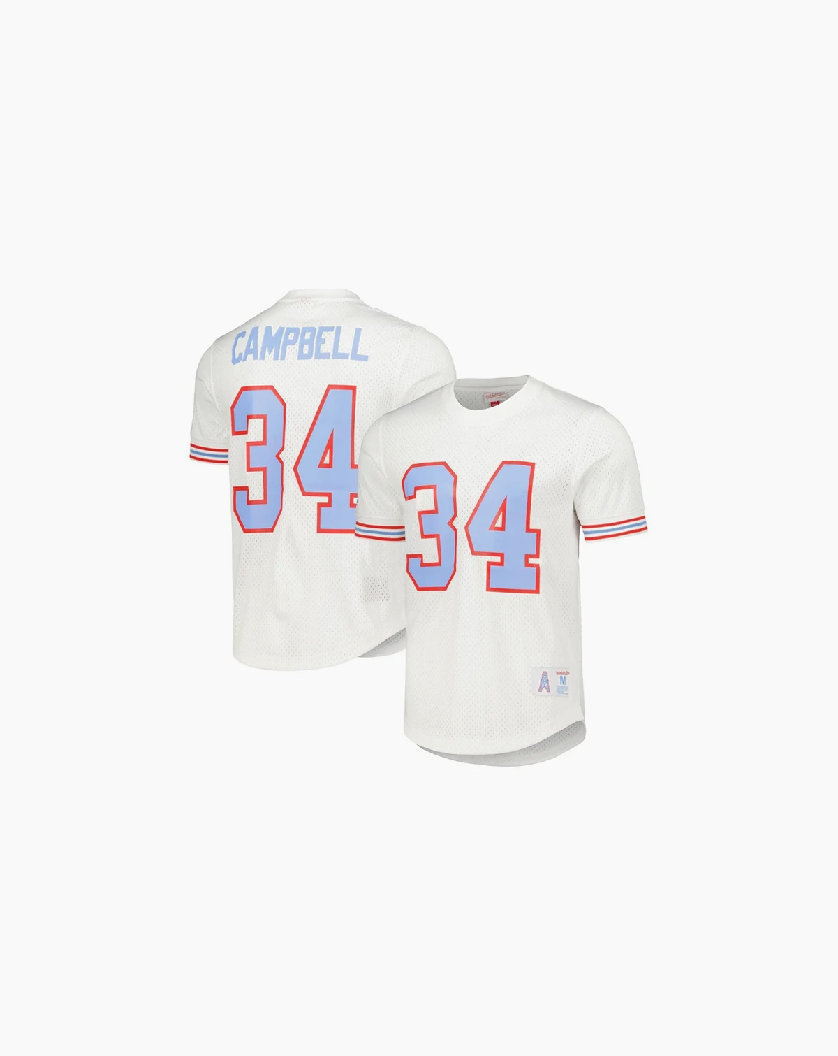 Men's Earl Campbell White Houston Oilers Gridiron Classics Retired Player Name and Number Mesh Top