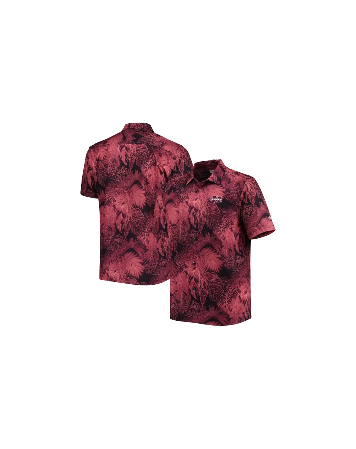 Men's Maroon Mississippi State Bulldogs Coast Luminescent Fronds IslandZone Button-Up Camp Shirt