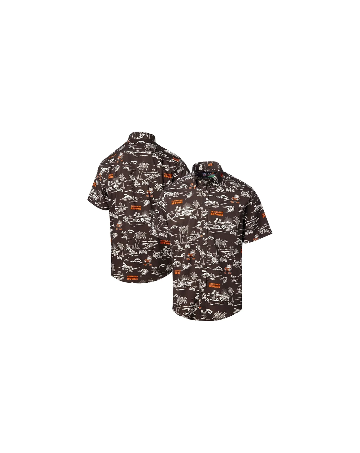 Men's Brown Cleveland Browns Throwback Kekai Print Button-Up Shirt