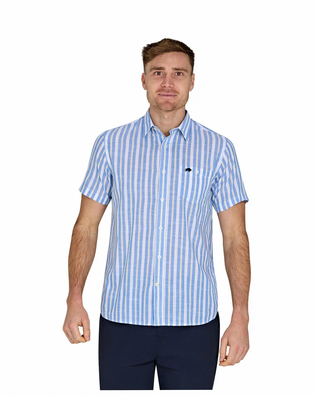 Big & Tall Short Sleeve Cotton Linen Look Shirt