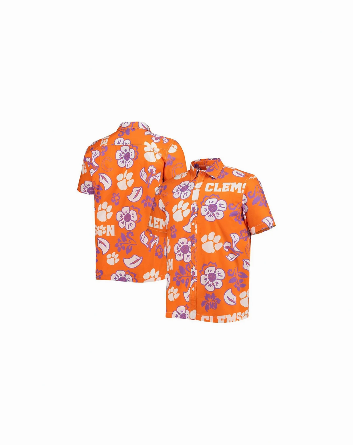 Men's Orange Clemson Tigers Floral Button-Up Shirt