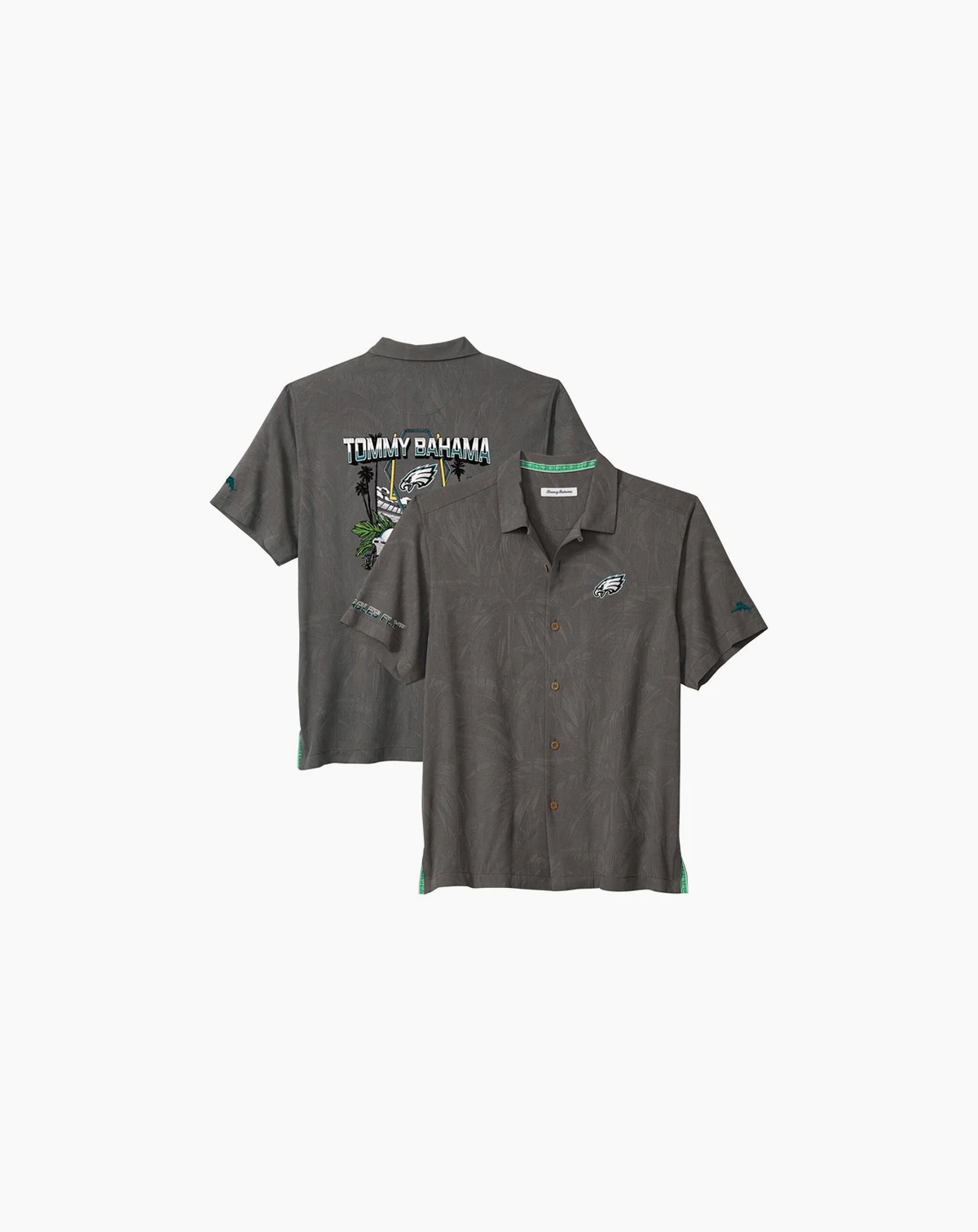 Men's Gray Philadelphia Eagles Endzone Paradise COOLMAX Button-Up Shirt