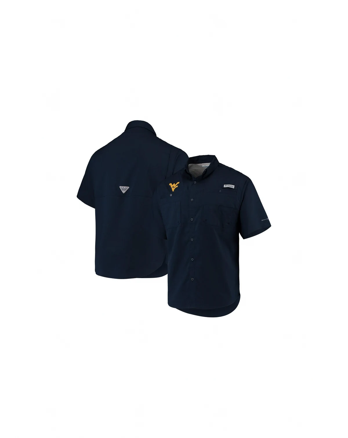 Men's Navy West Virginia Mountaineers PFG Tamiami Omni-Shade Button-Down Shirt