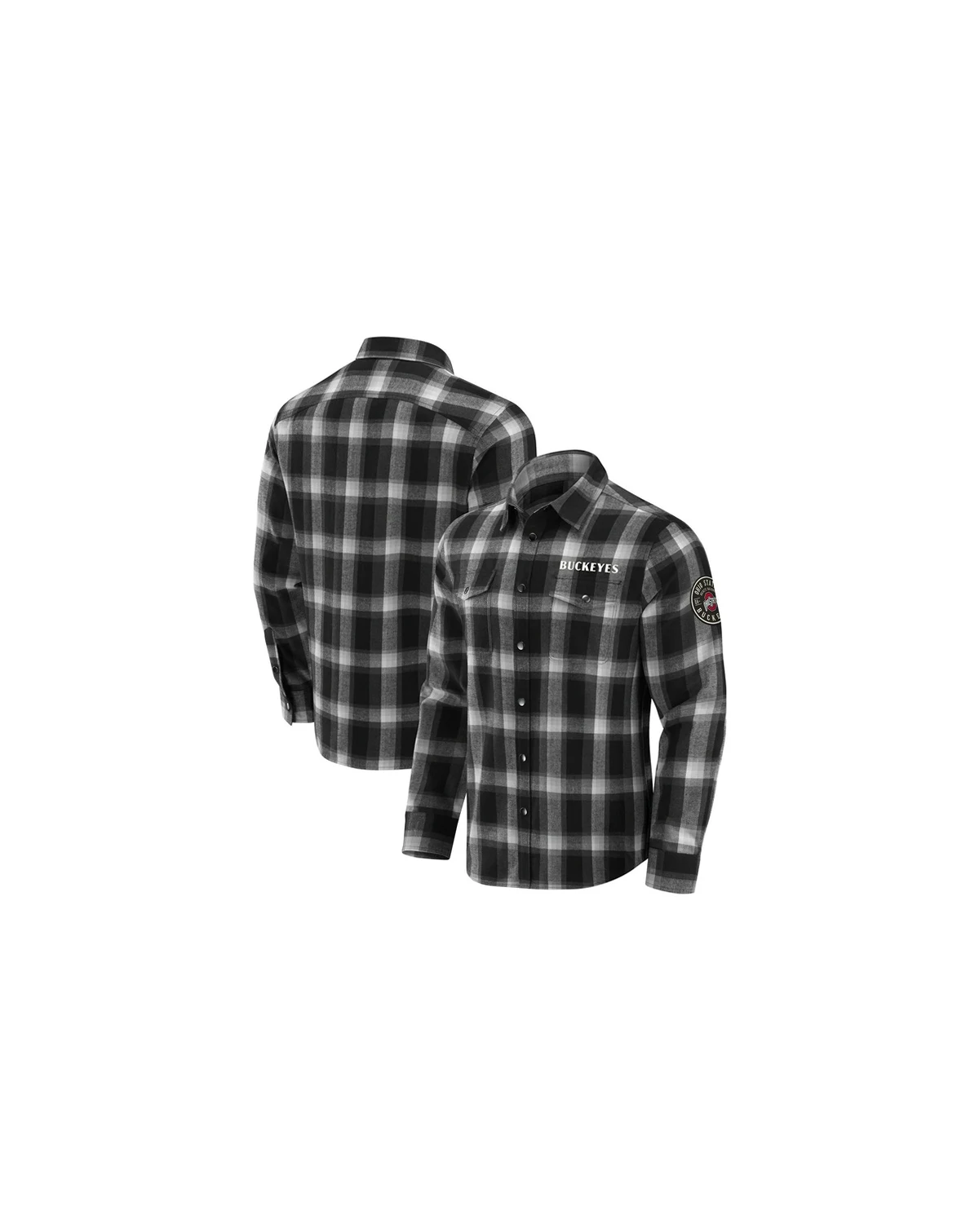 Darius Rucker Collection by Men's Black Ohio State Buckeyes Team Flannel Plaid Full-Snap Shirt