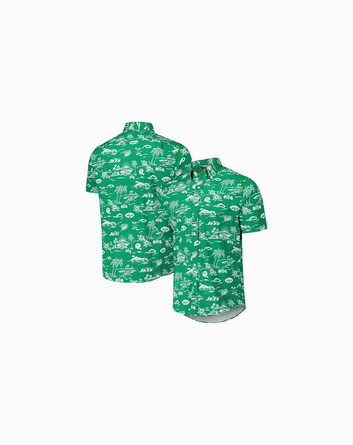 Men's Kelly Green New York Jets Throwback Kekai Print Button-Up Shirt