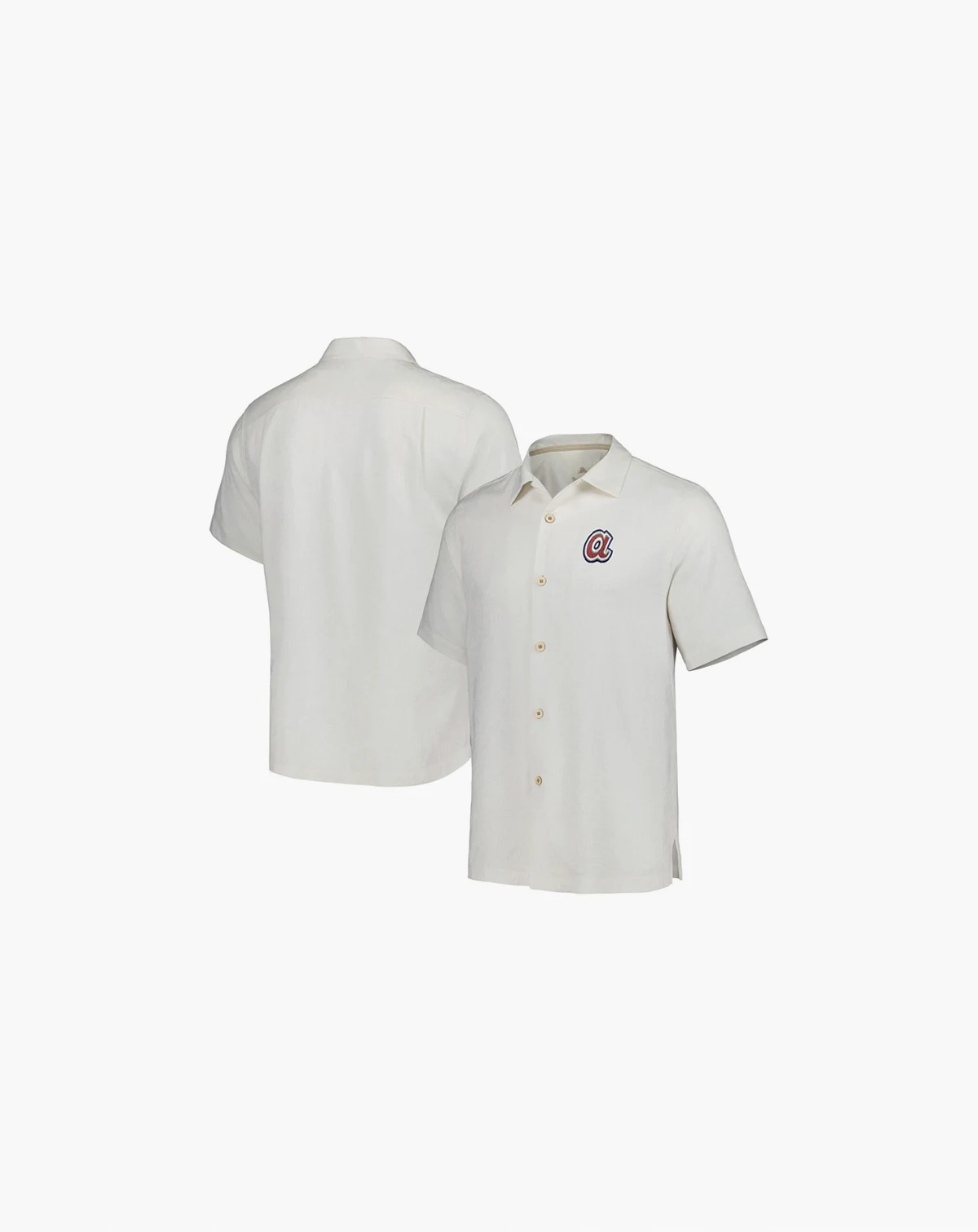 Men's White Atlanta Braves Sport Tropic Isles Camp Button-Up Shirt