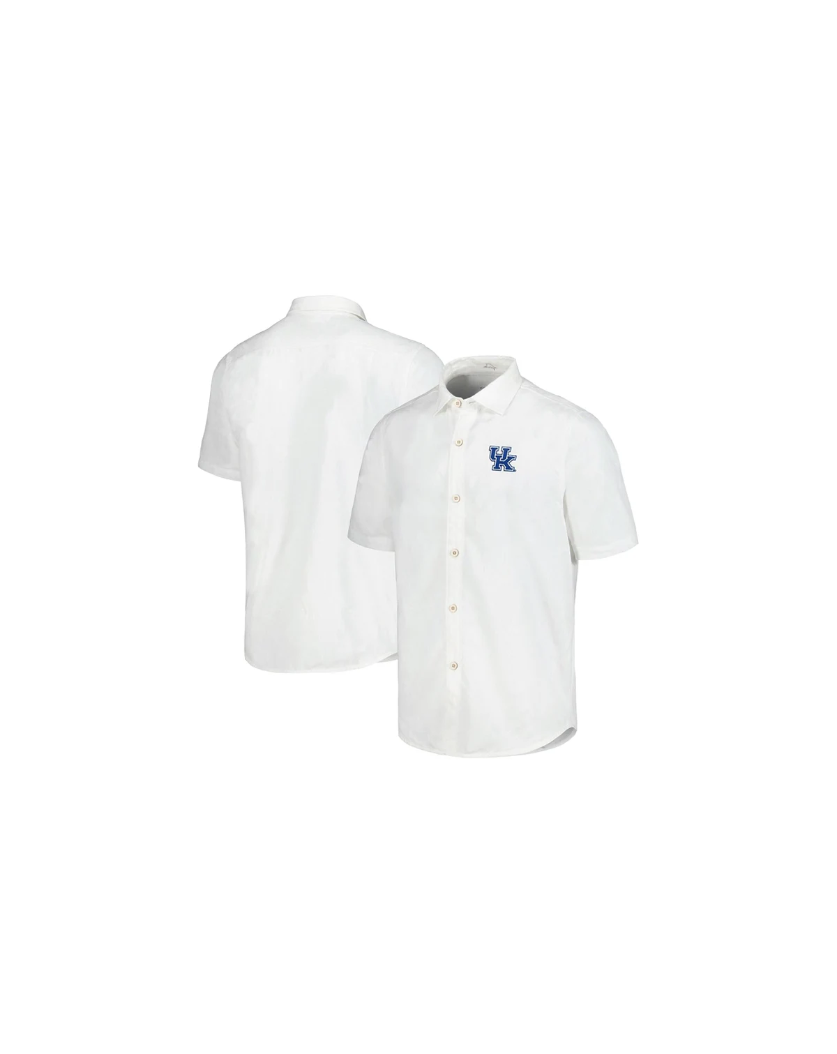 Men's White Kentucky Wildcats Coconut Point Palm Vista IslandZone Camp Button-Up Shirt