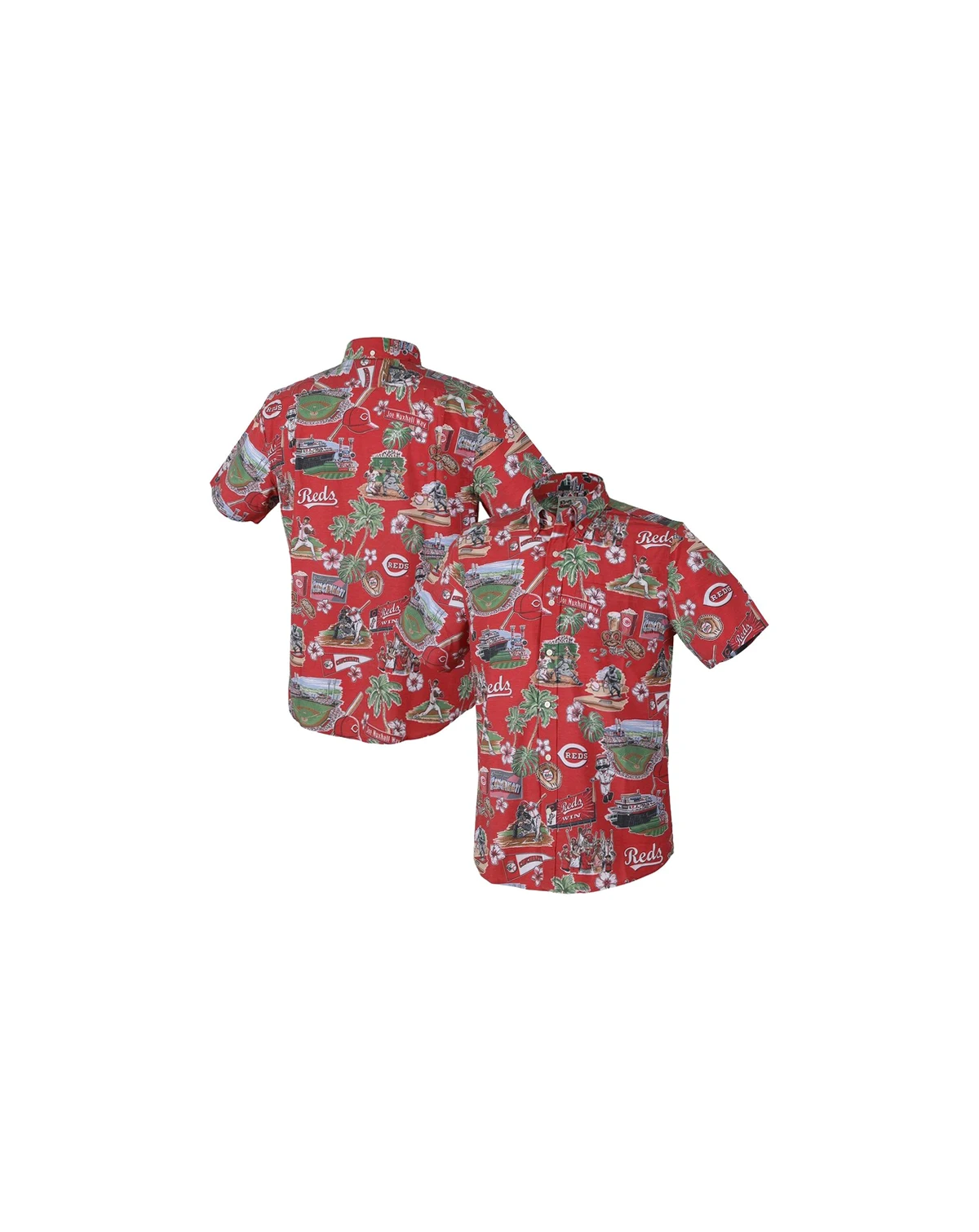 Men's Red Cincinnati Reds Scenic Tri-Blend Button-Down Shirt