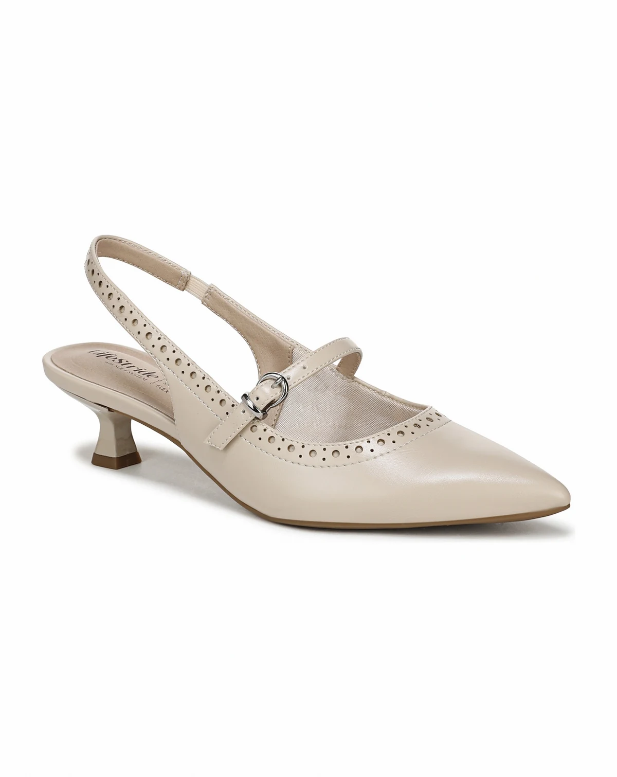 Women's Marilyn Pointed Toe Kitten Heel Slingback Pumps