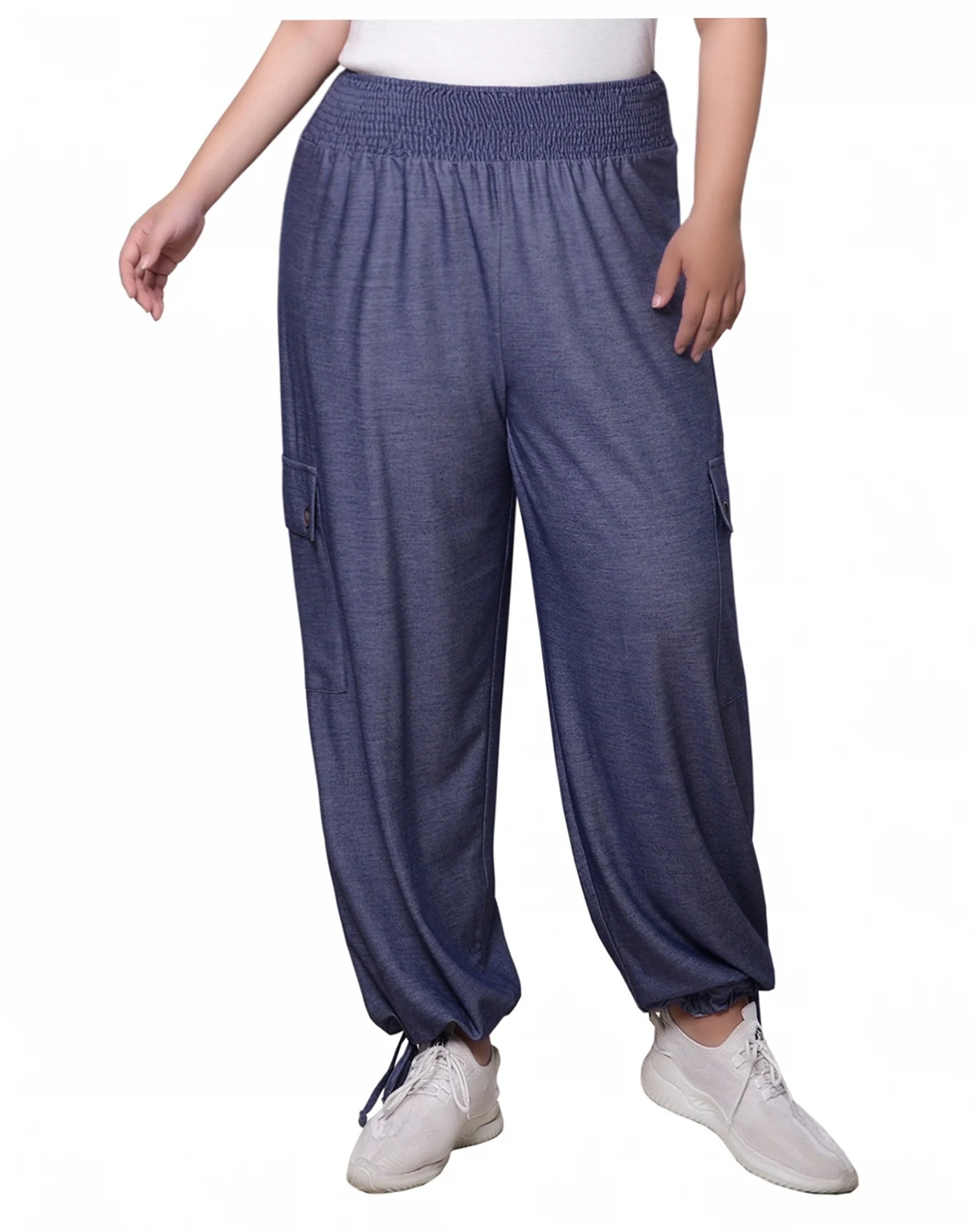 Plus Size Smocked Waist Harem Pull On Pants