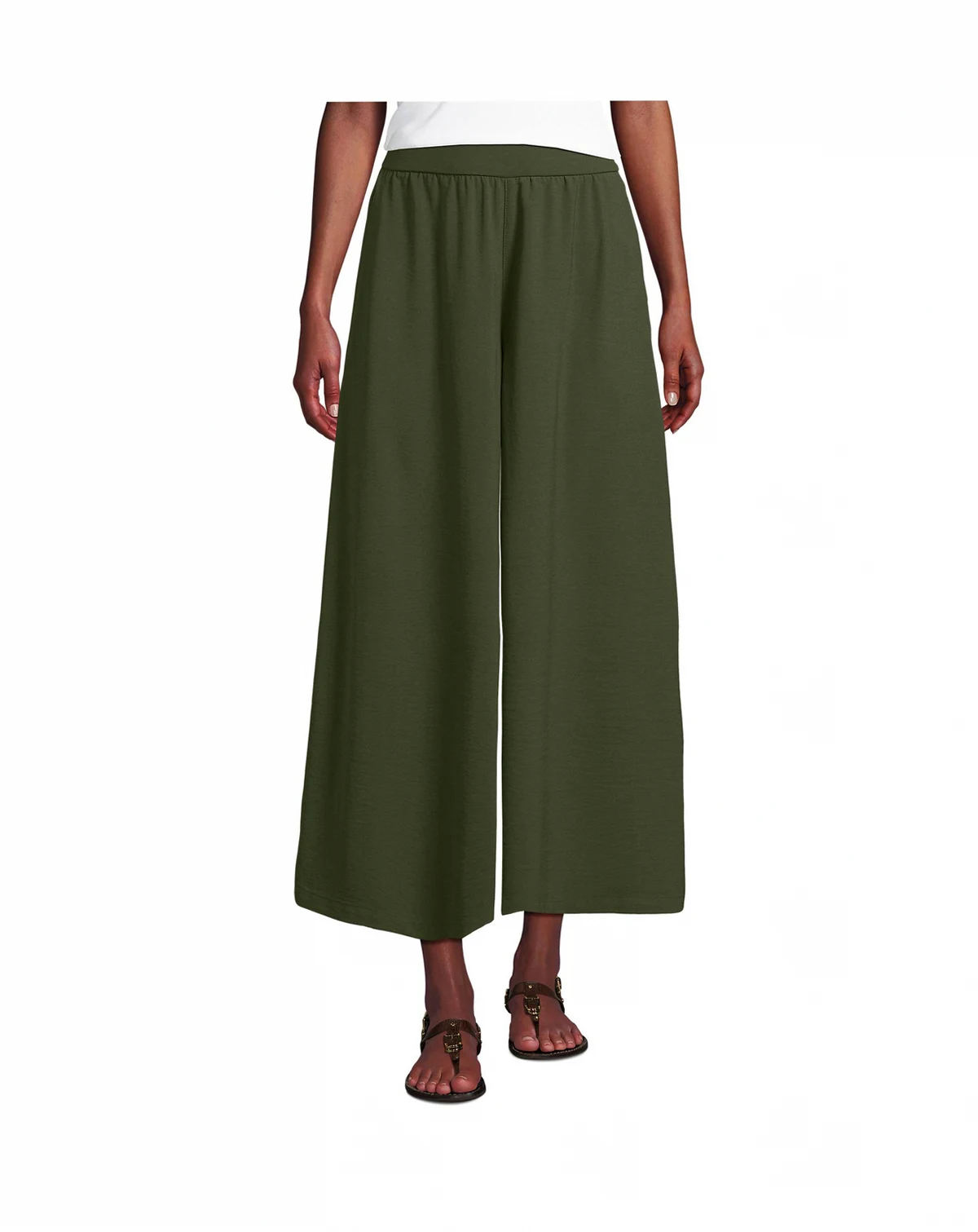 Women's Creaseless High Rise Palazzo Crop Pants