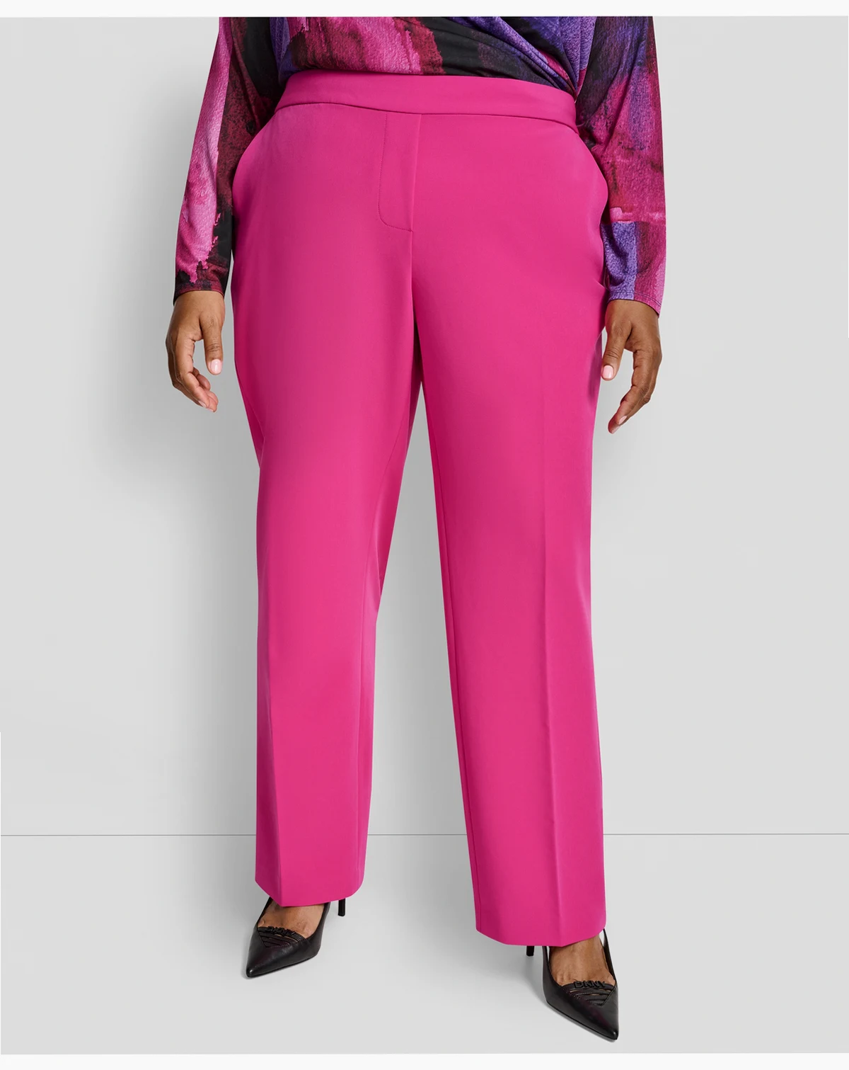 Plus Size Elastic Back Ankle Pants