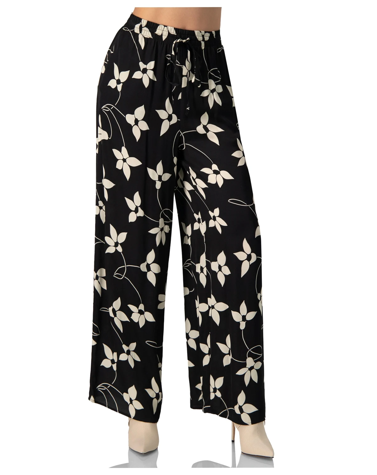 Women's Wide-Leg Floral Print Pants with Pockets