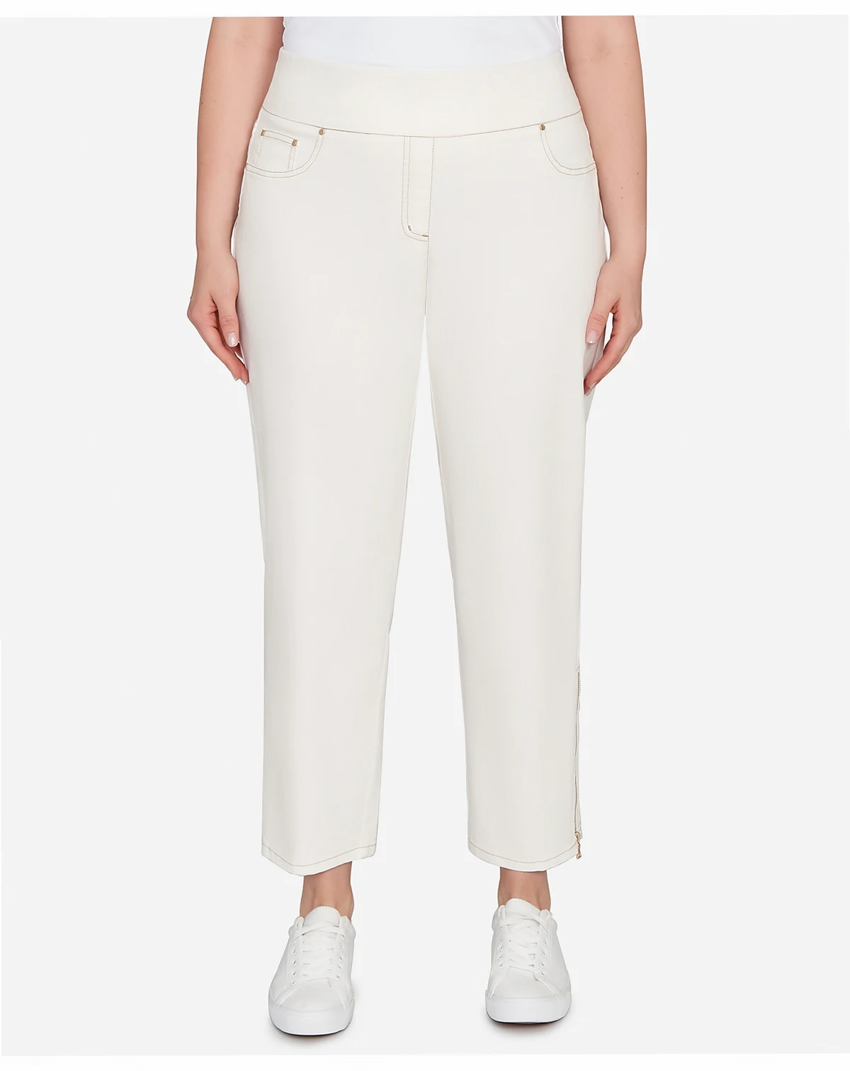 Plus Size Zipper Hem Pull On Pants