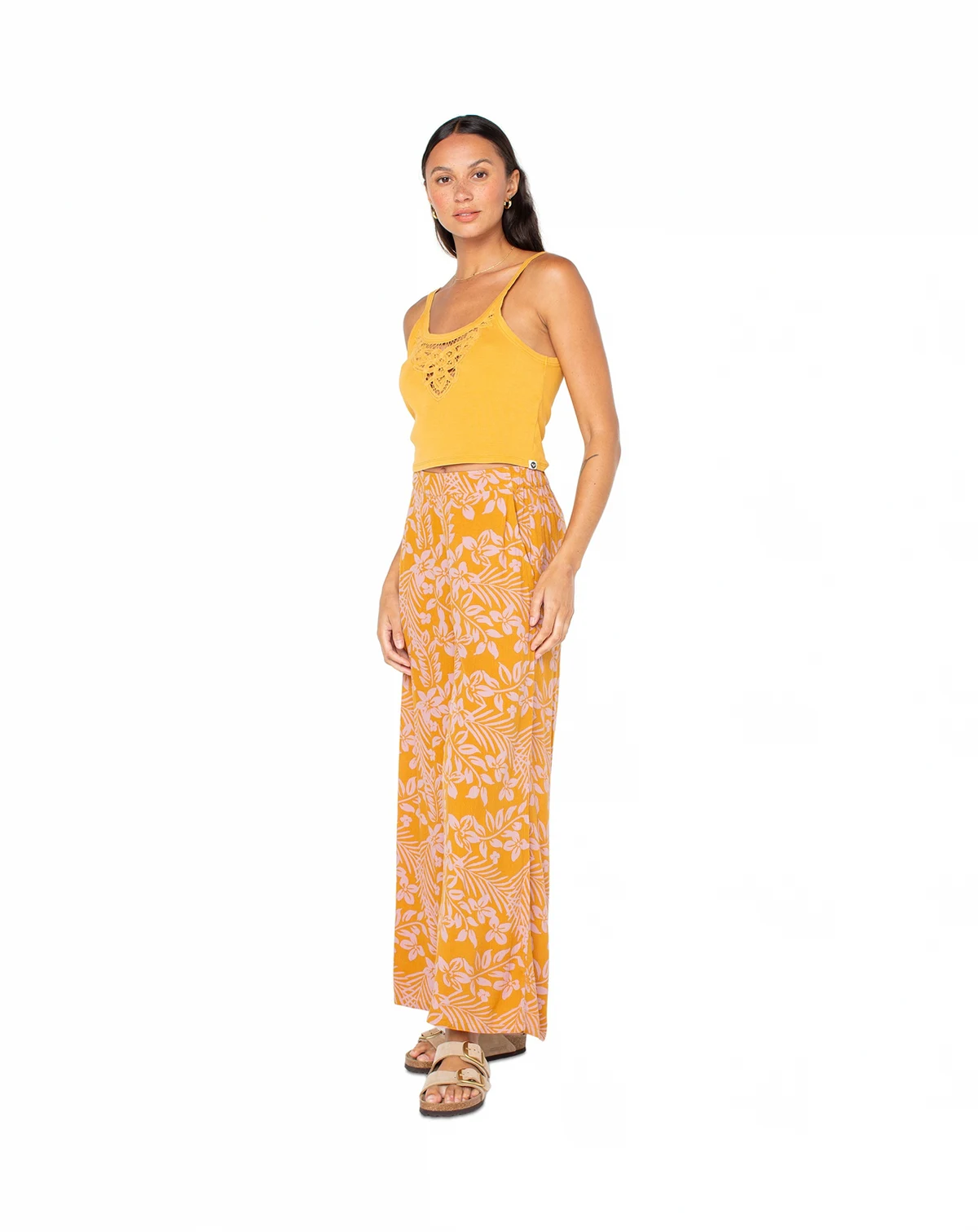 Juniors' Floral-Print Midnight Avenue Crinkled Pull-On Pants