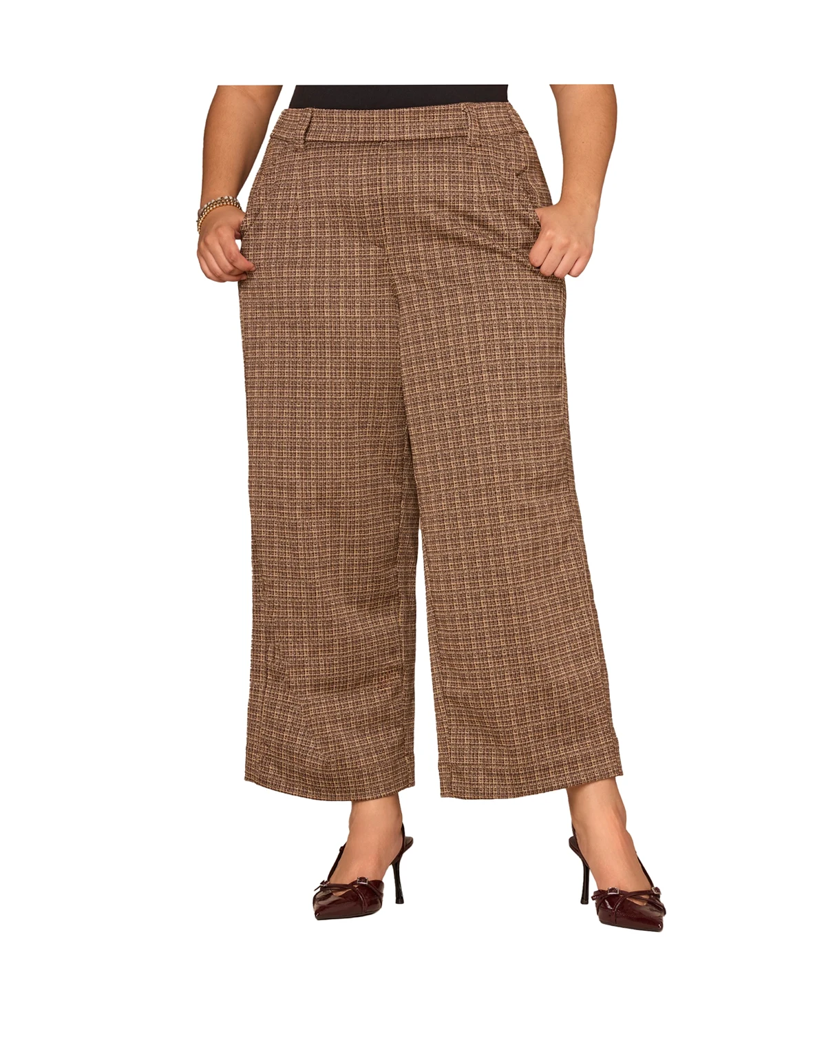 Plus Size Plaid Wide-Leg Pants