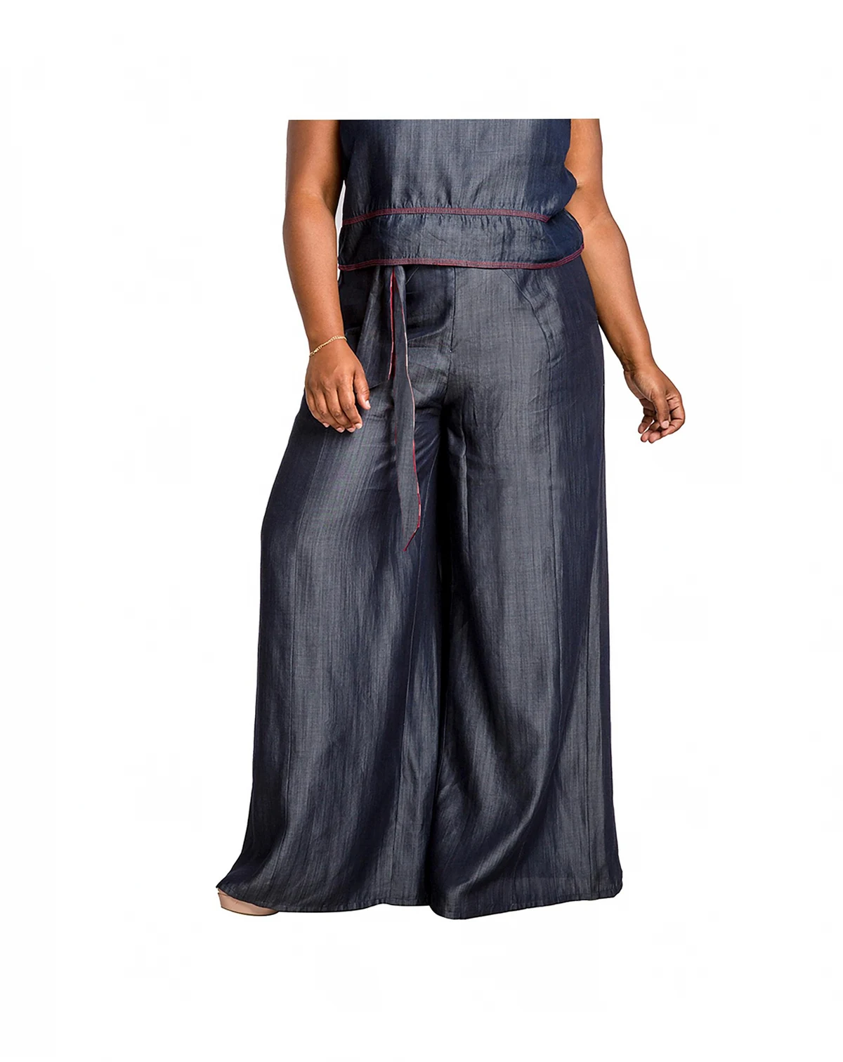Women's Plus Size Curvy-Fit Tencel Denim Palazzo Pant